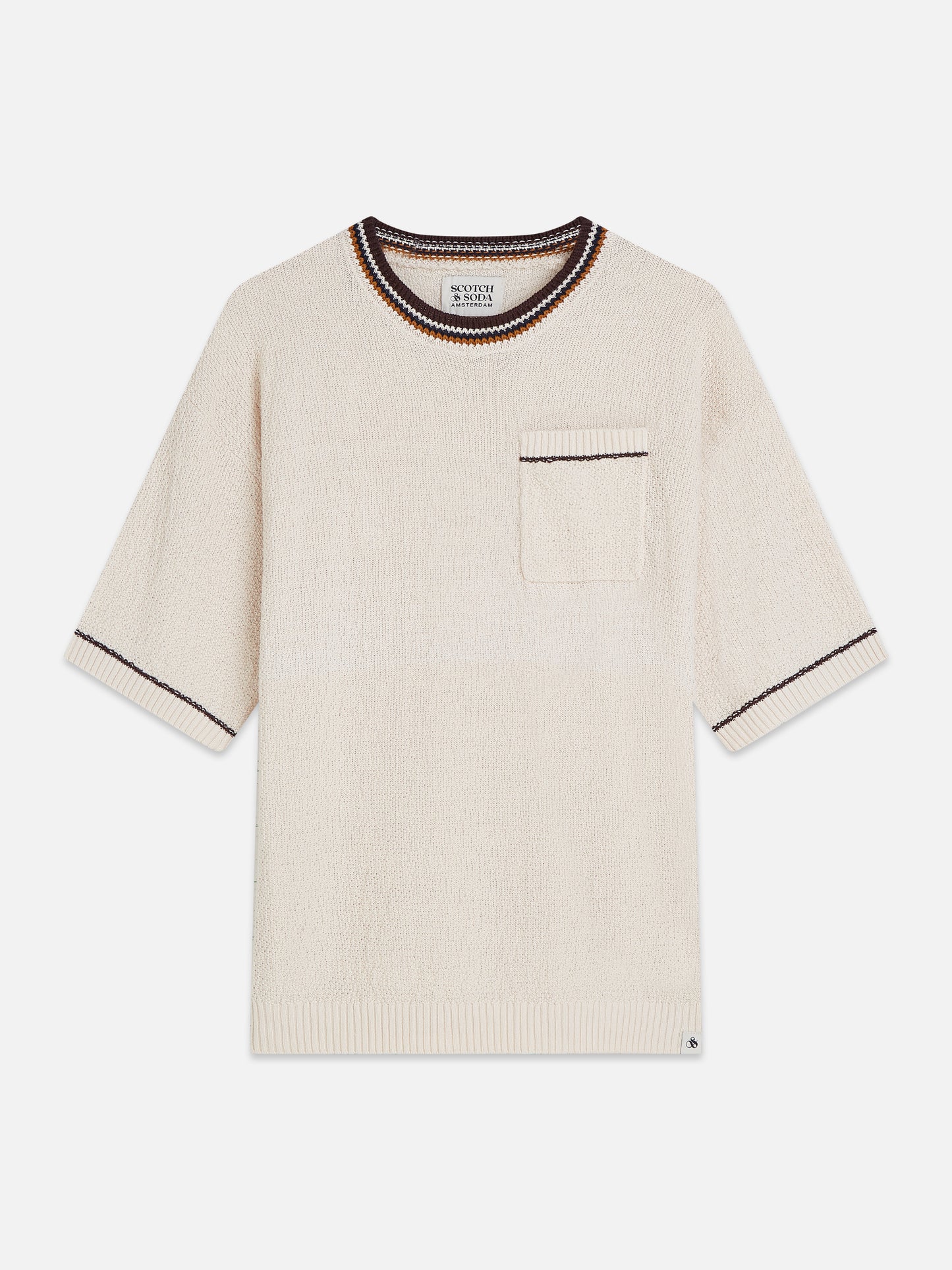 Light Gray חולצה קצרה לגברים Knitted SCOTCH & SODA