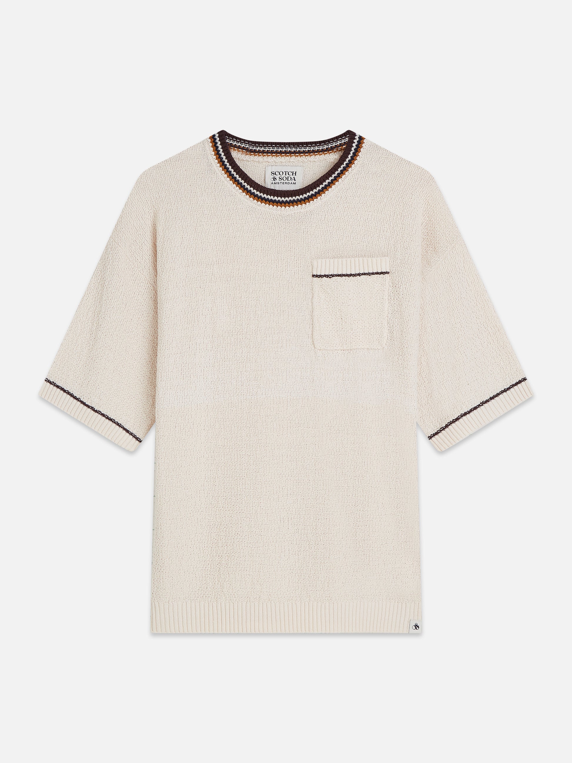 Light Gray חולצה קצרה לגברים Knitted SCOTCH & SODA