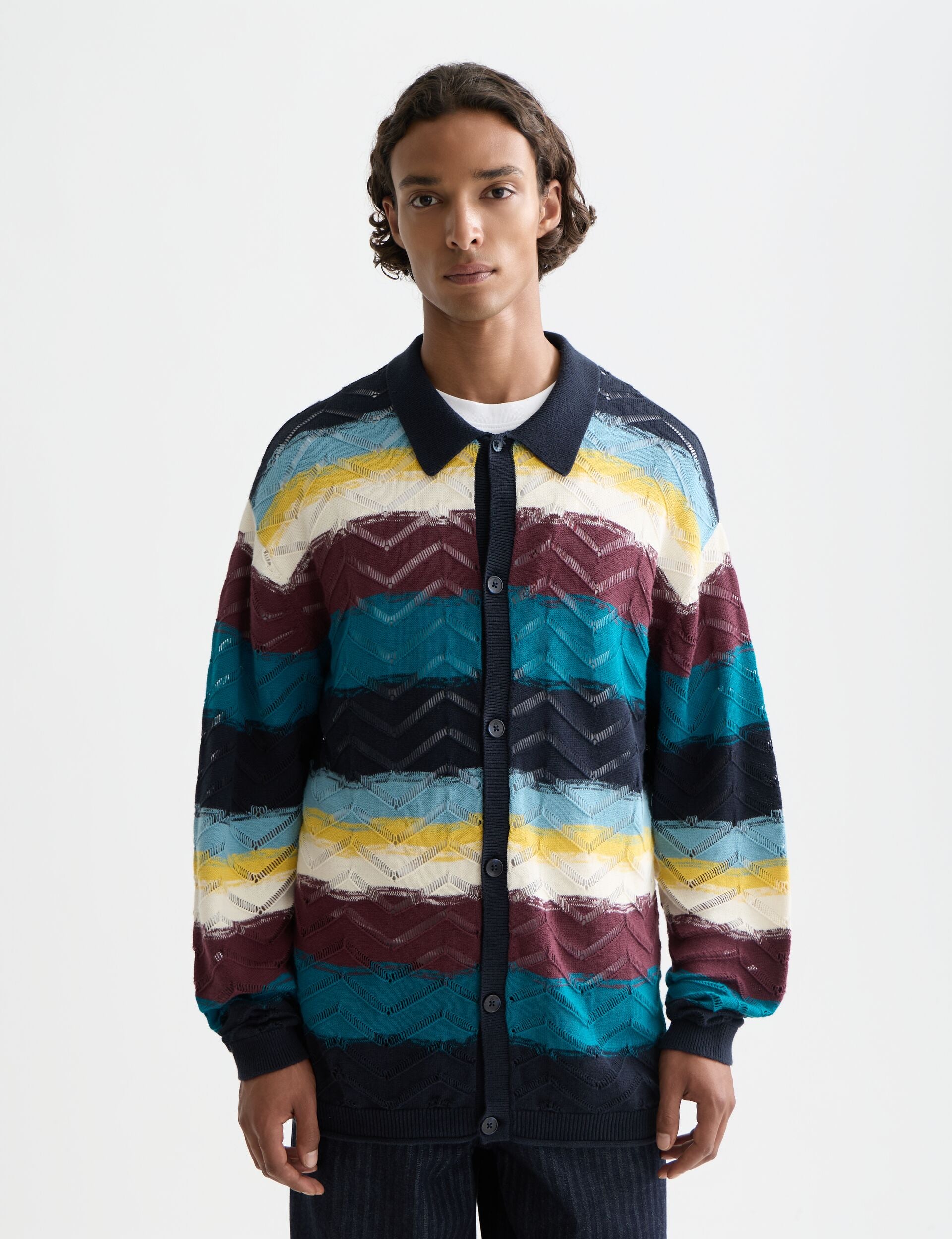 White Smoke סוודר לגברים Open structure SCOTCH & SODA