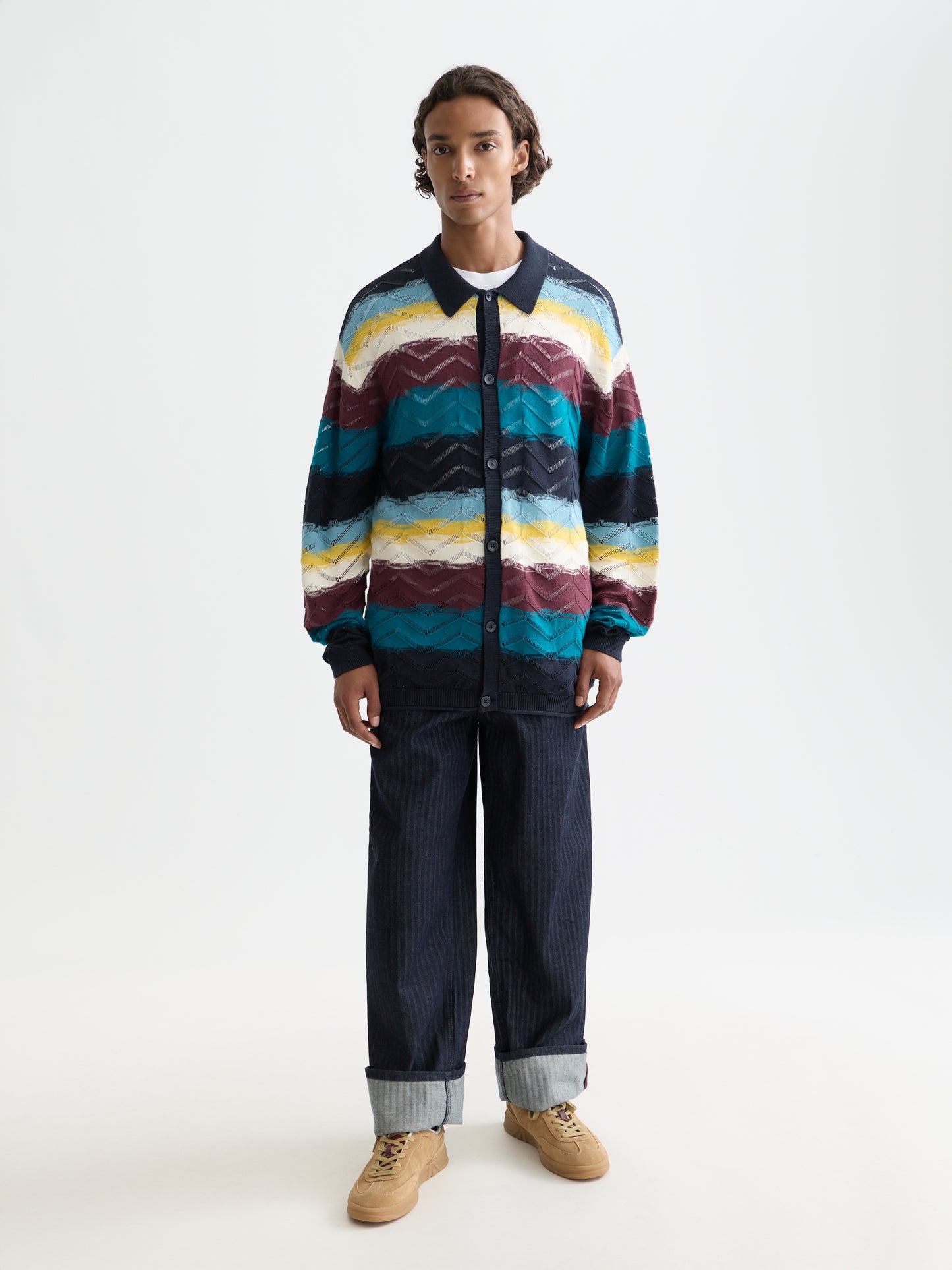 White Smoke סוודר לגברים Open structure SCOTCH & SODA