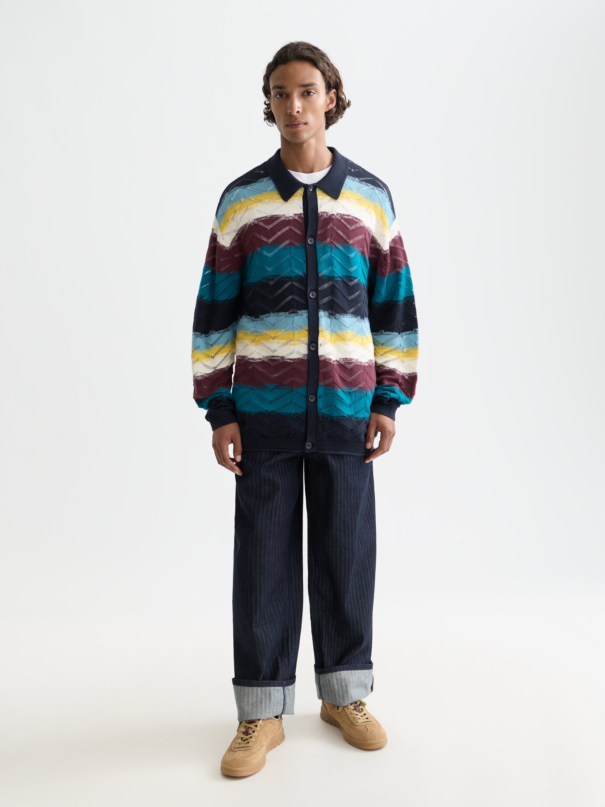 White Smoke סוודר לגברים Open structure SCOTCH & SODA