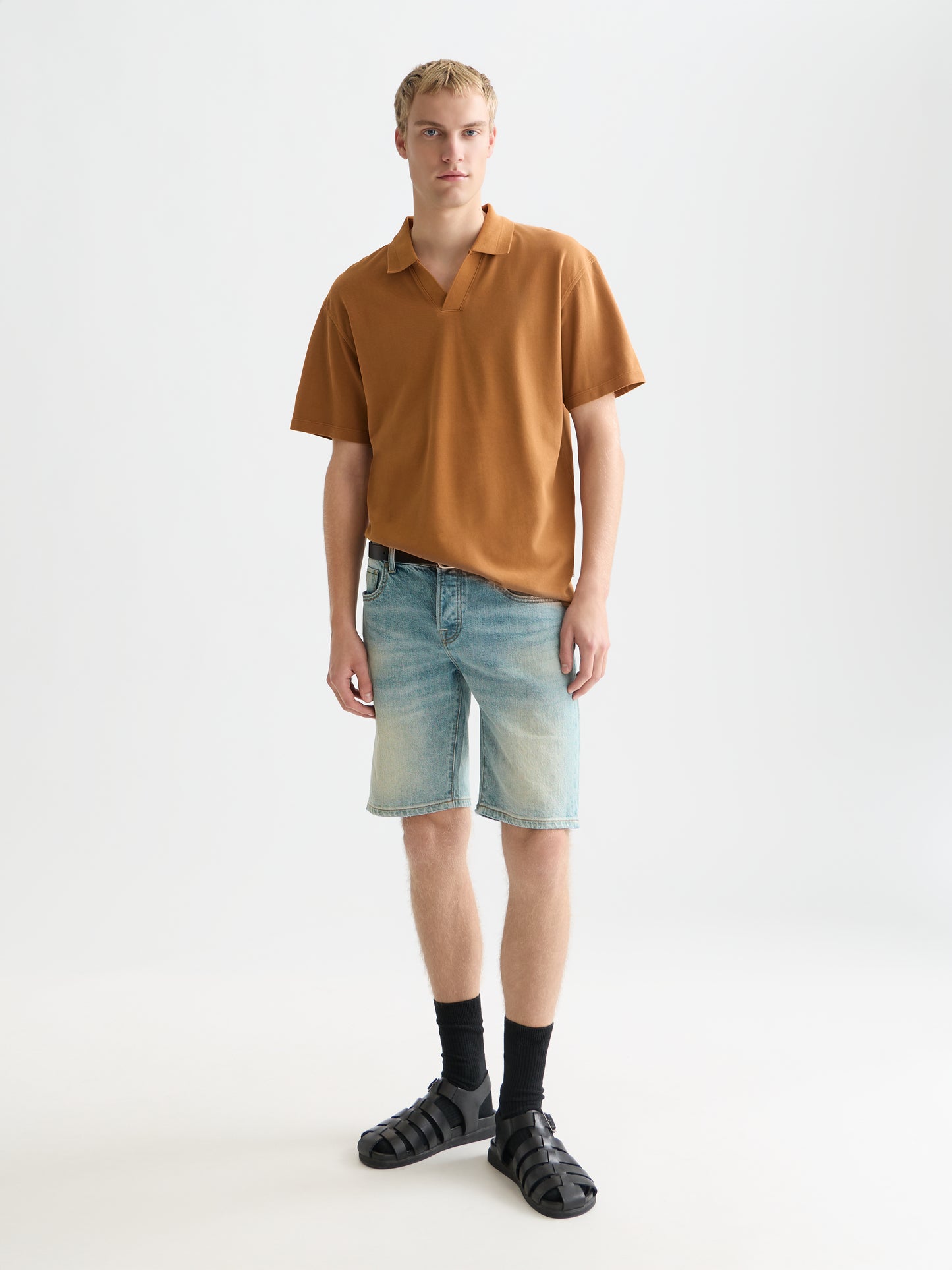 White Smoke חולצת פולו קצרה לגברים  Crosses Pique SCOTCH & SODA