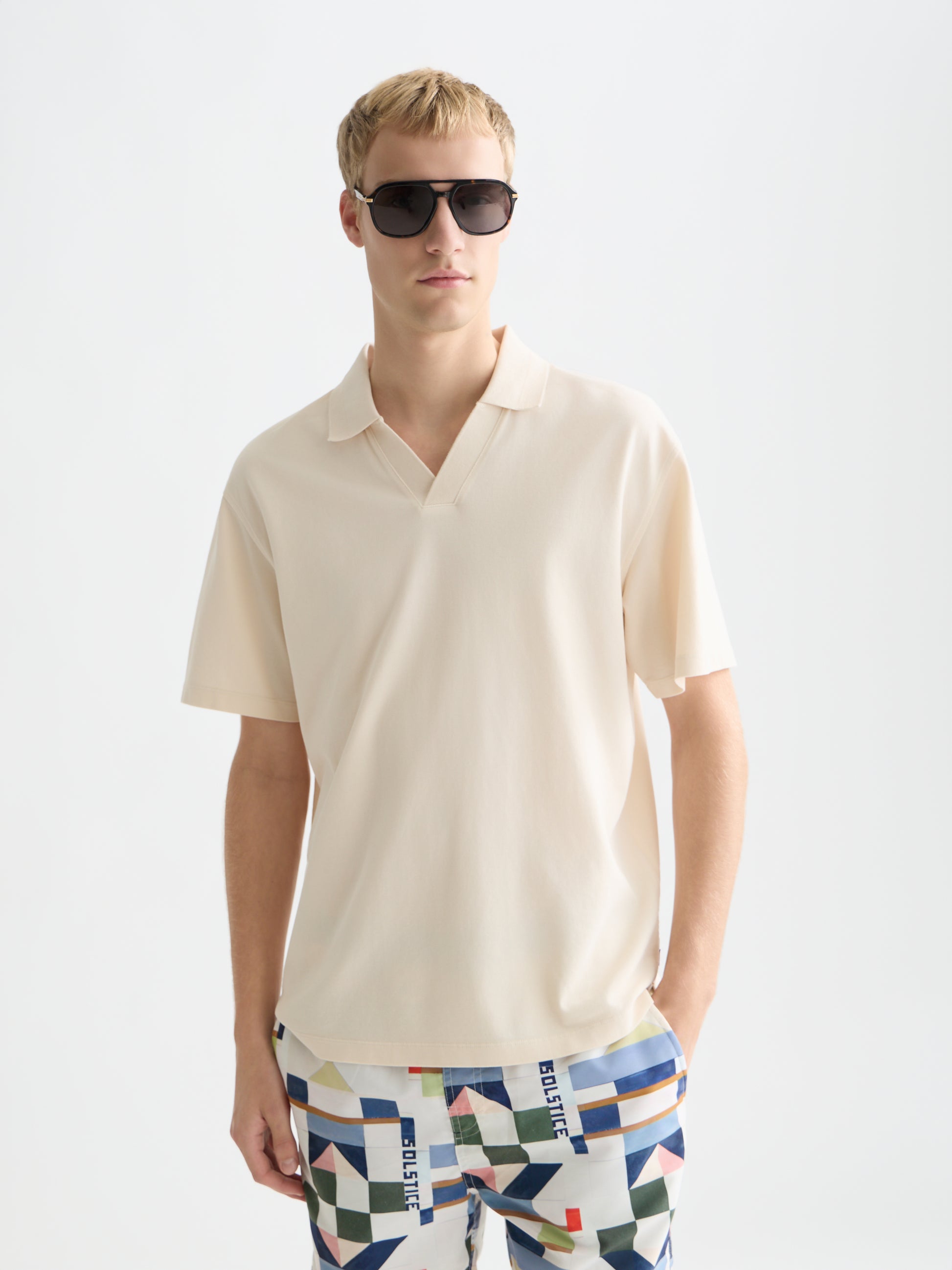 Gray פולו פיקה לגברים 3 Crosses Relaxed Fit SCOTCH & SODA