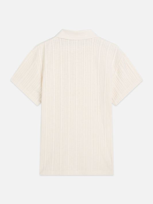 Antique White חולצת פולו לגברים Structured Ribbed Relaxed Fit SCOTCH & SODA