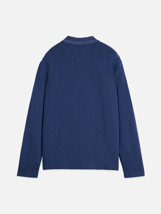 Dark Slate Gray STRUCTURED RELAXED-FIT LONG-SLEEVED POLO חולצת פולו ארוכה SCOTCH & SODA