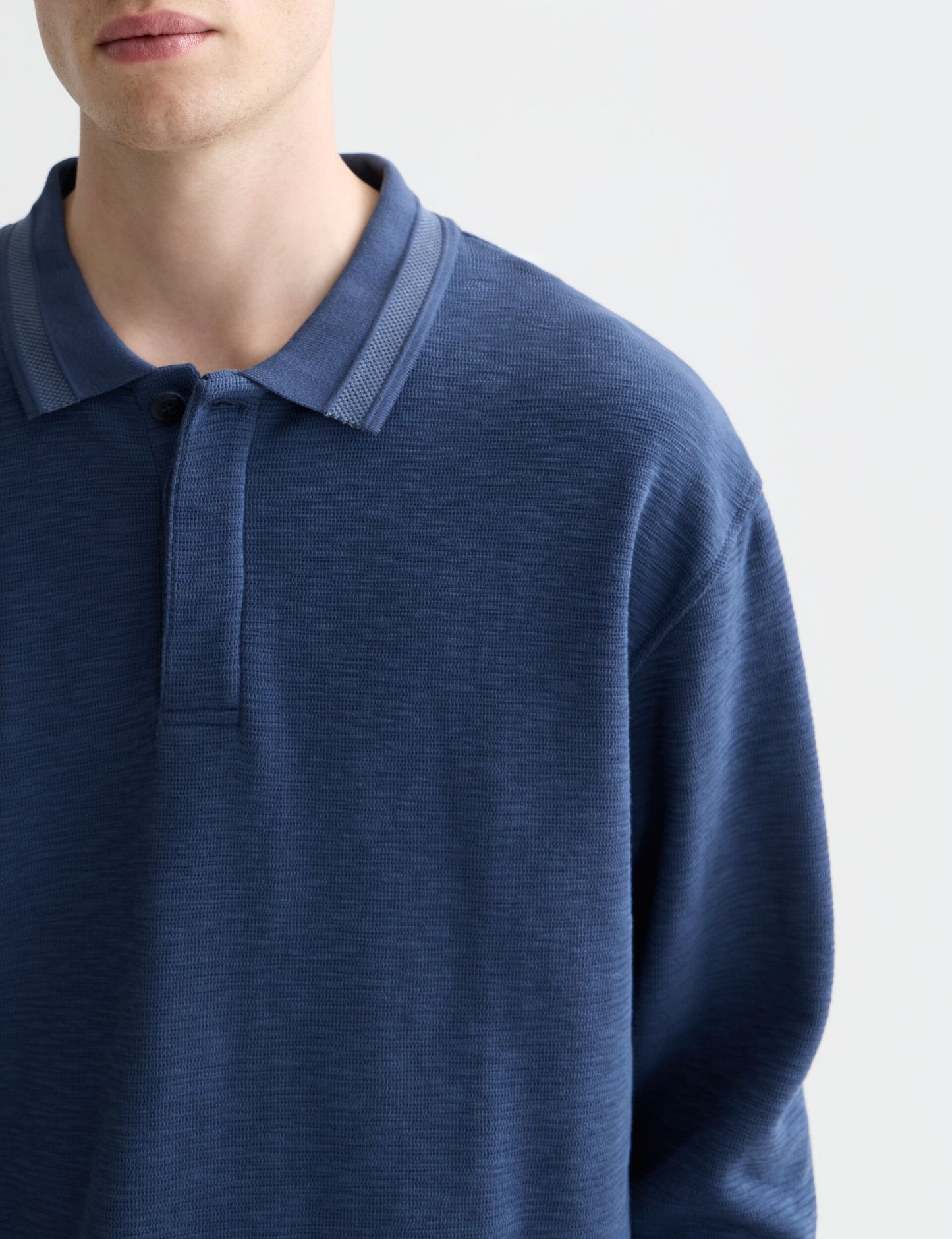 Dark Slate Gray STRUCTURED RELAXED-FIT LONG-SLEEVED POLO חולצת פולו ארוכה SCOTCH & SODA