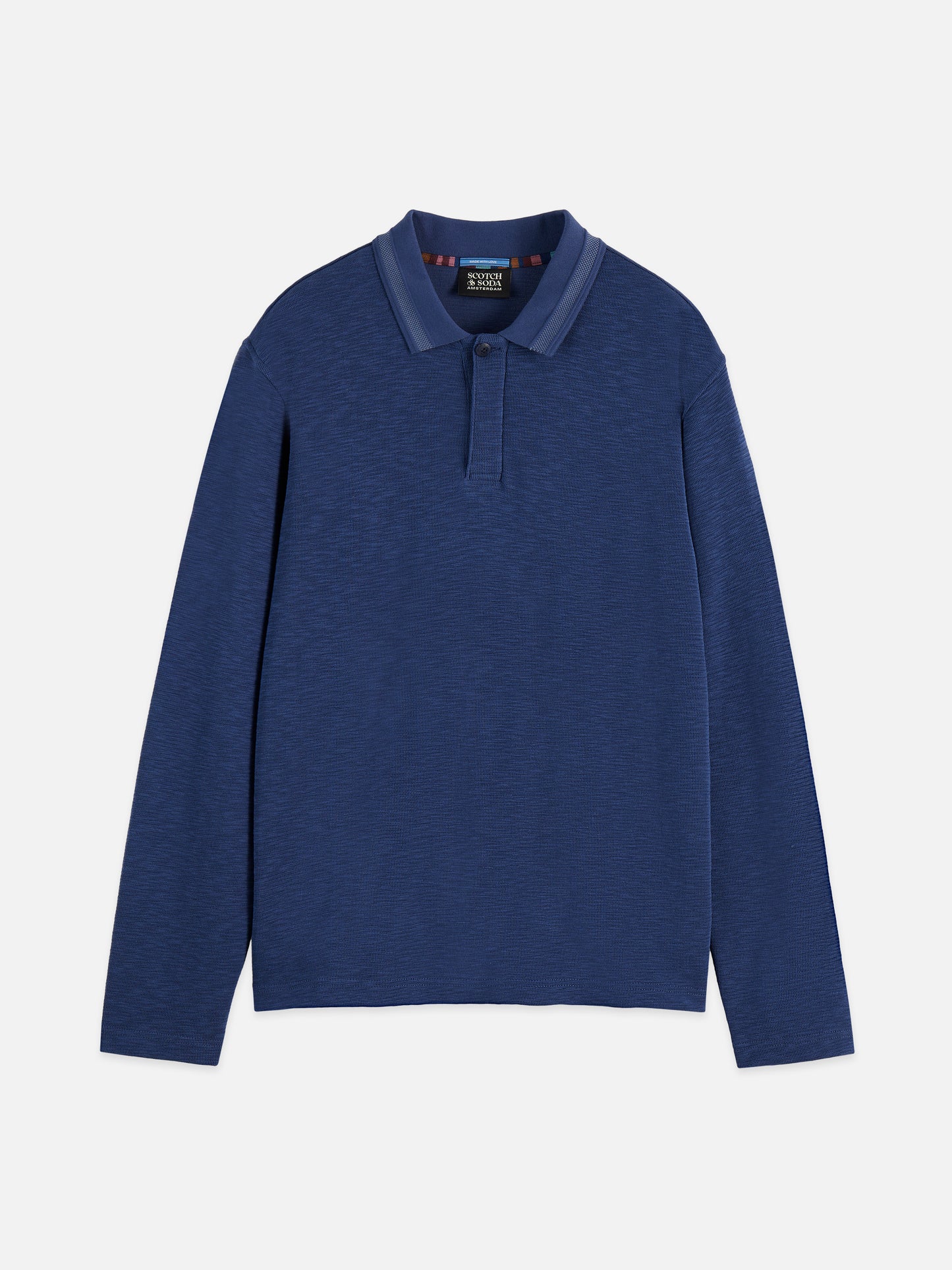 Dark Slate Gray STRUCTURED RELAXED-FIT LONG-SLEEVED POLO חולצת פולו ארוכה SCOTCH & SODA