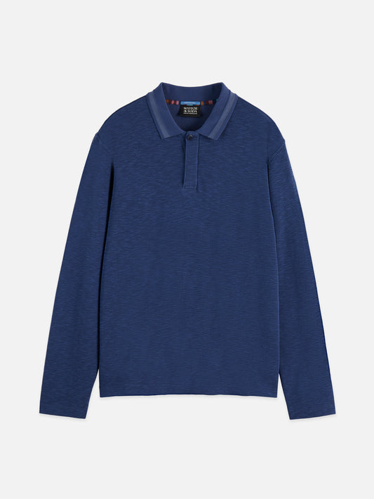 Dark Slate Gray STRUCTURED RELAXED-FIT LONG-SLEEVED POLO חולצת פולו ארוכה SCOTCH & SODA