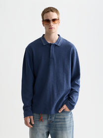 Dark Slate Gray חולצת פולו ארוכה לגברים Structured SCOTCH & SODA
