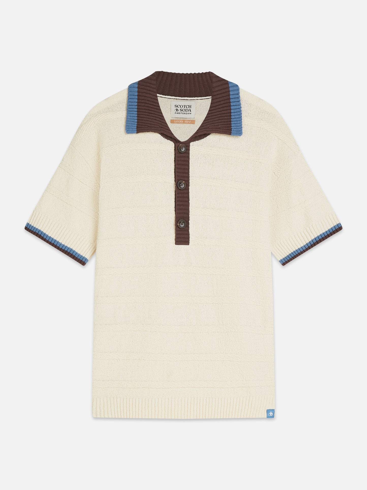 Antique White חולצת פולו קצרה לגברים Structured SCOTCH & SODA
