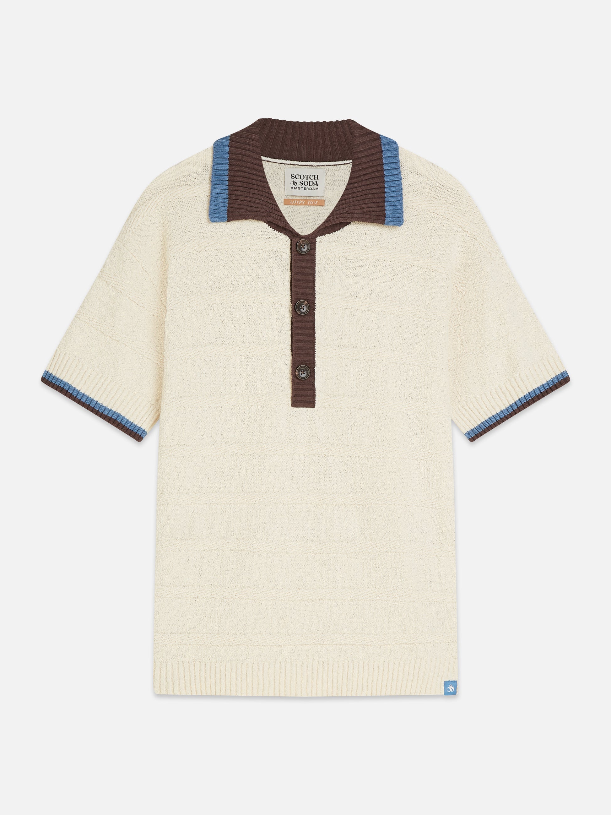 Antique White חולצת פולו קצרה לגברים Structured SCOTCH & SODA