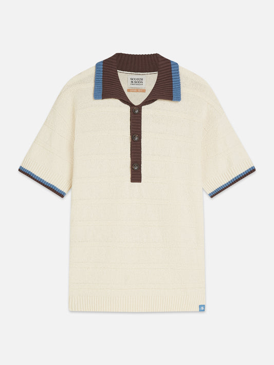 Antique White חולצת פולו קצרה לגברים Structured SCOTCH & SODA