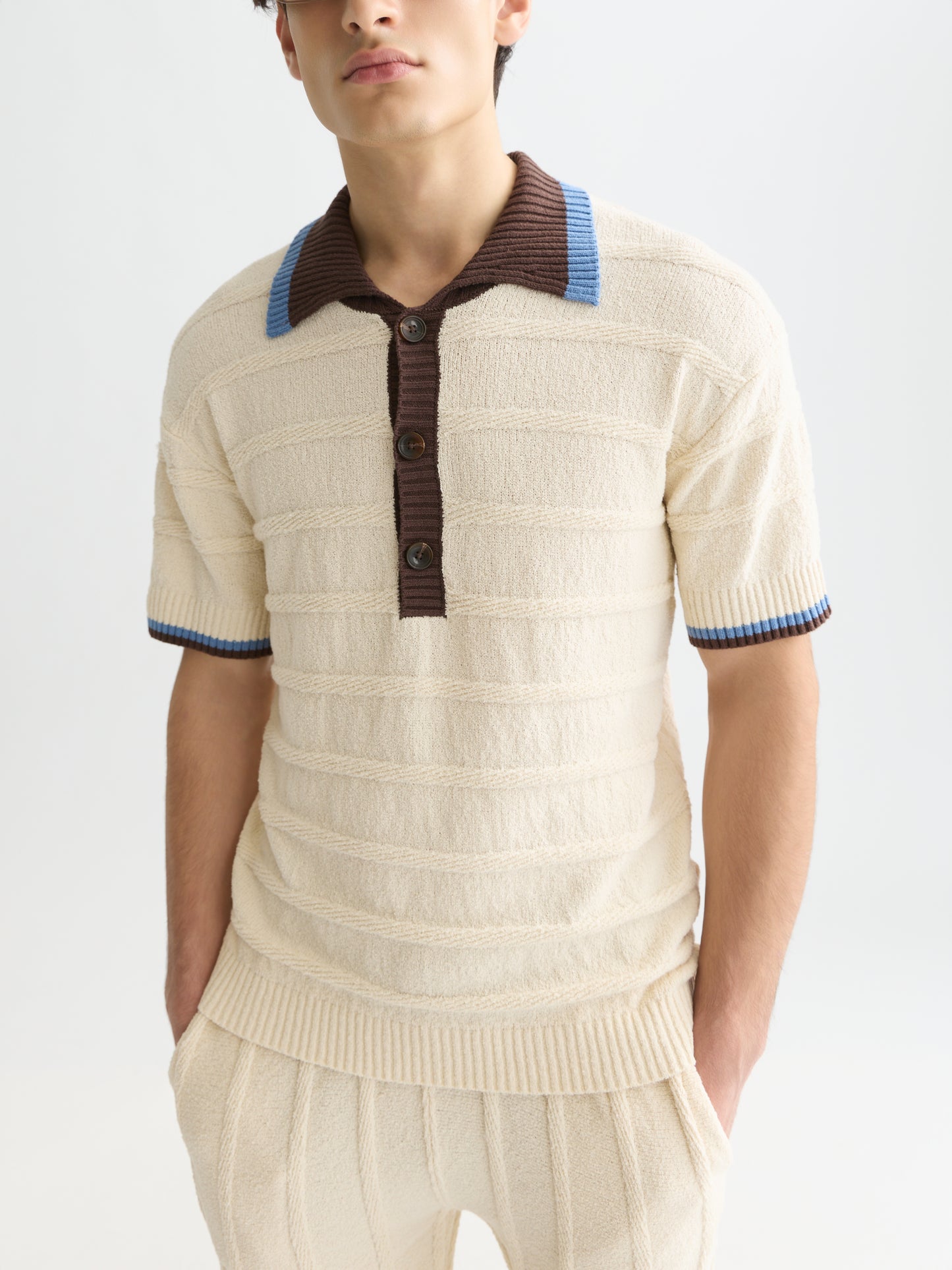 Gray חולצת פולו קצרה לגברים Structured SCOTCH & SODA