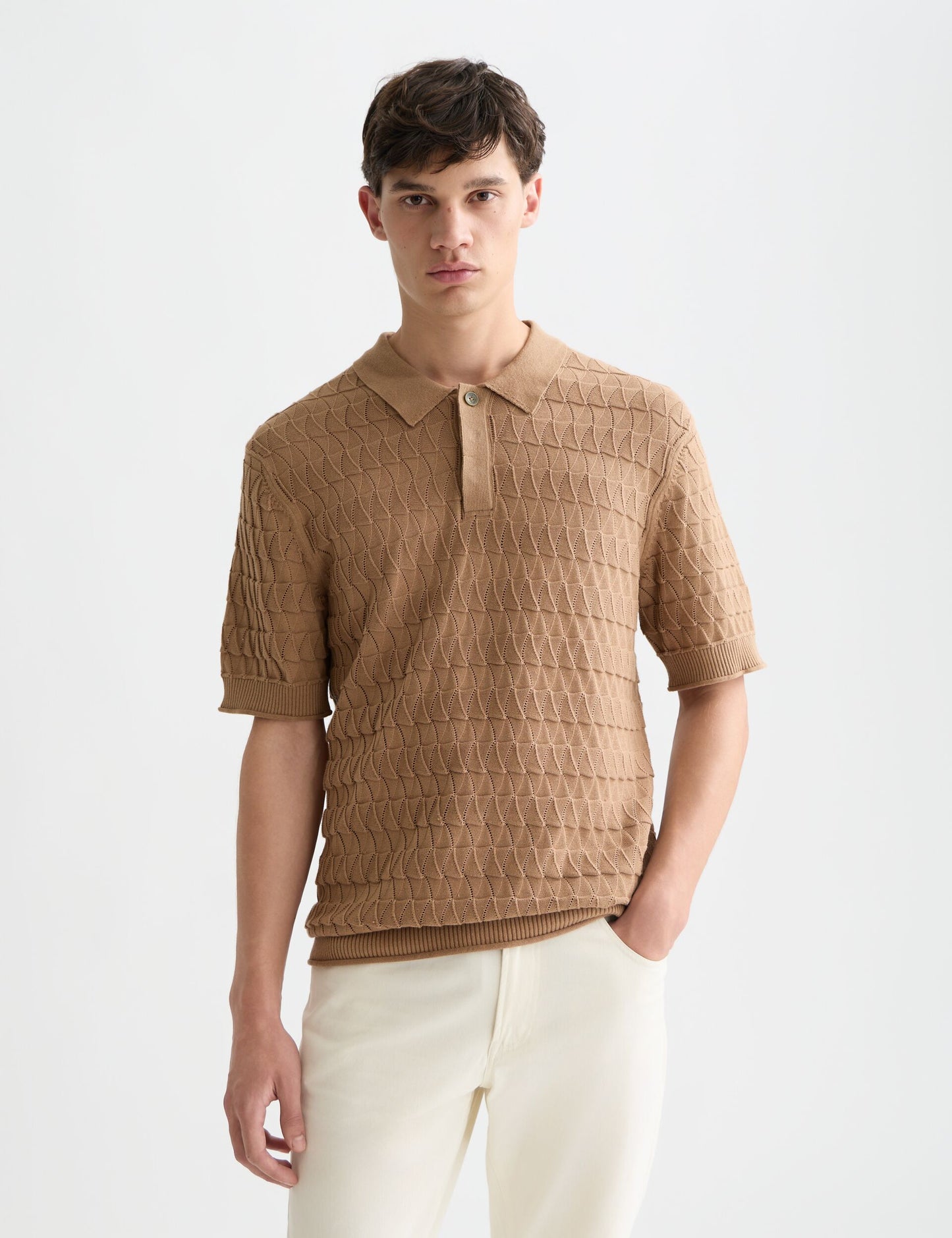Lavender חולצת פולו קצרה לגברים Pointelle SCOTCH & SODA