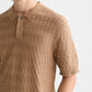 Dark Olive Green חולצת פולו קצרה לגברים Pointelle SCOTCH & SODA