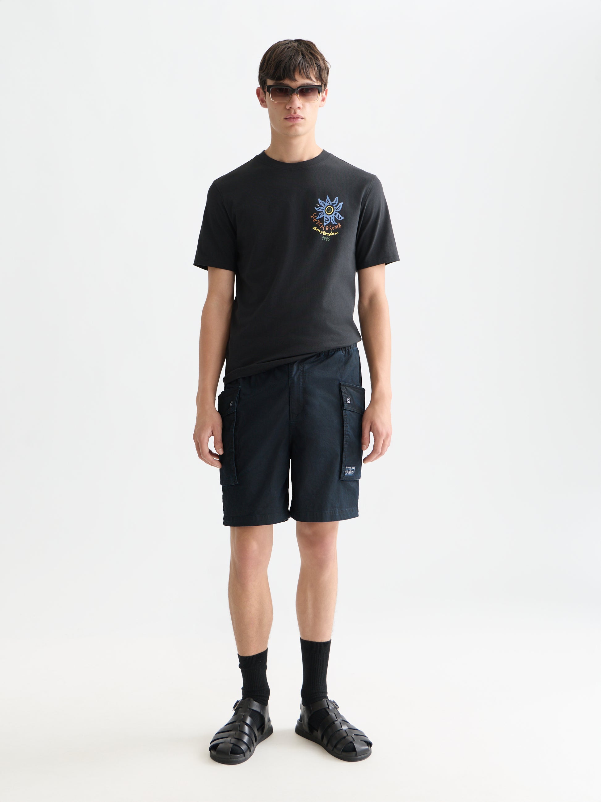 White Smoke טי שירט קצרה לגברים Front And Back Artwork SCOTCH & SODA