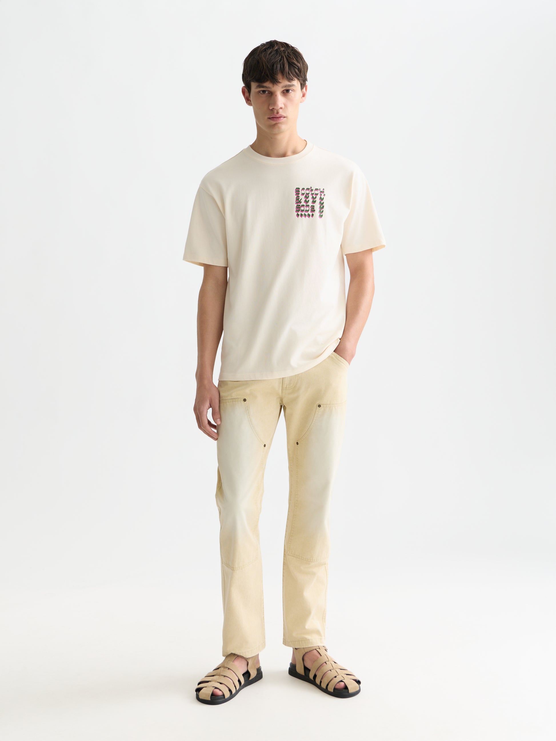 White Smoke טי שירט לגברים Front And Back Artwork SCOTCH & SODA