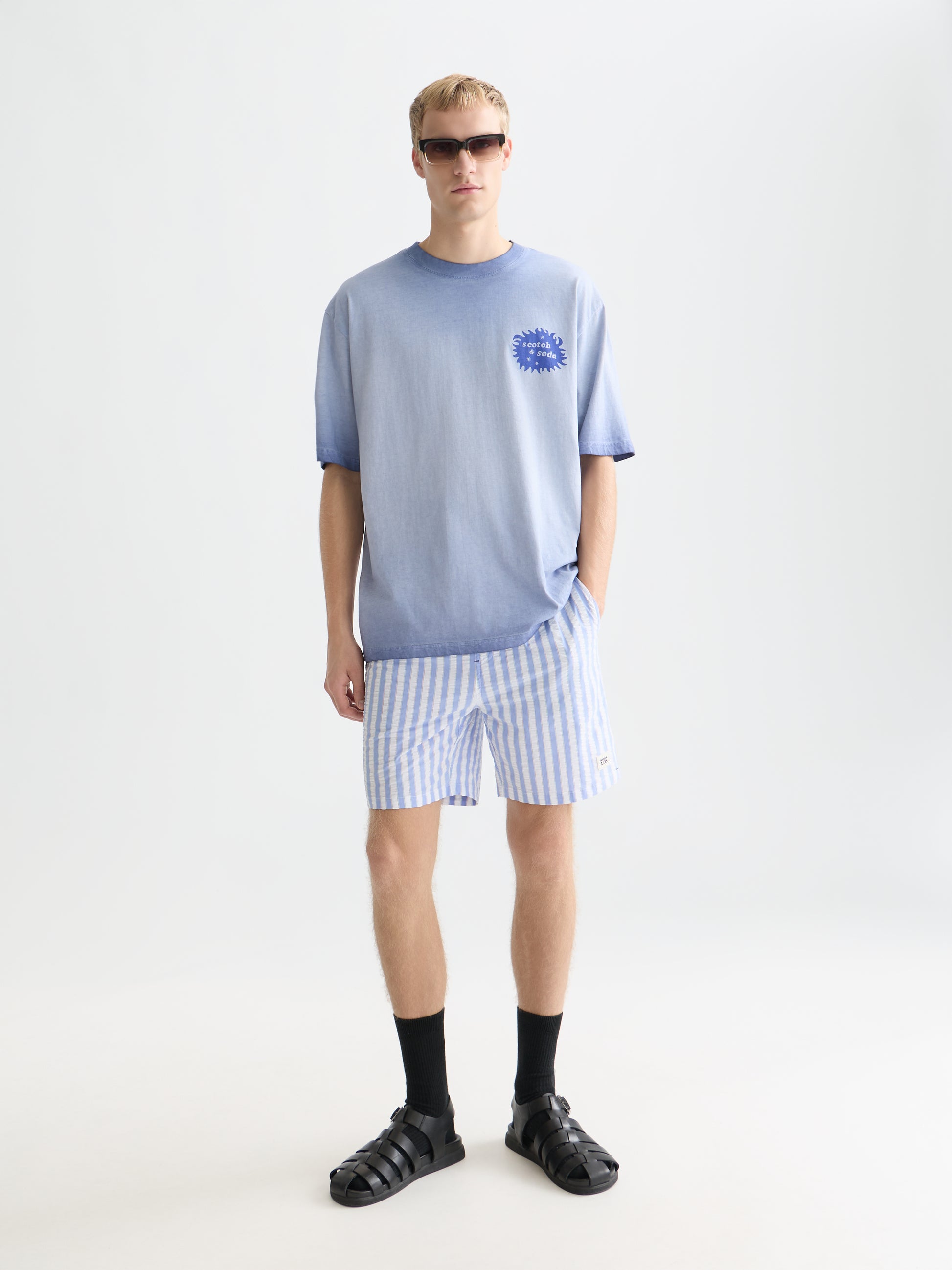 Lavender טי שירט קצרה לגברים Front And Back Artwork SCOTCH & SODA