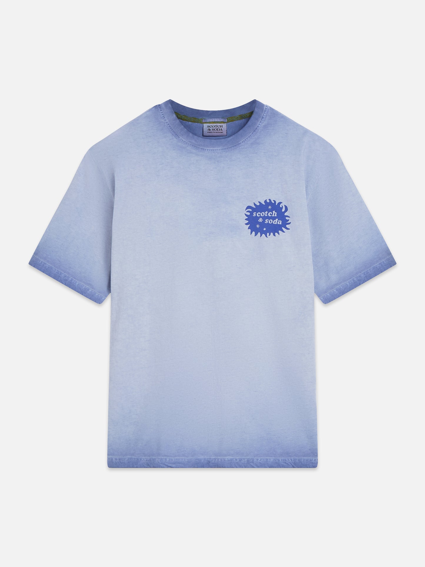Light Steel Blue טי שירט קצרה לגברים Front And Back Artwork SCOTCH & SODA