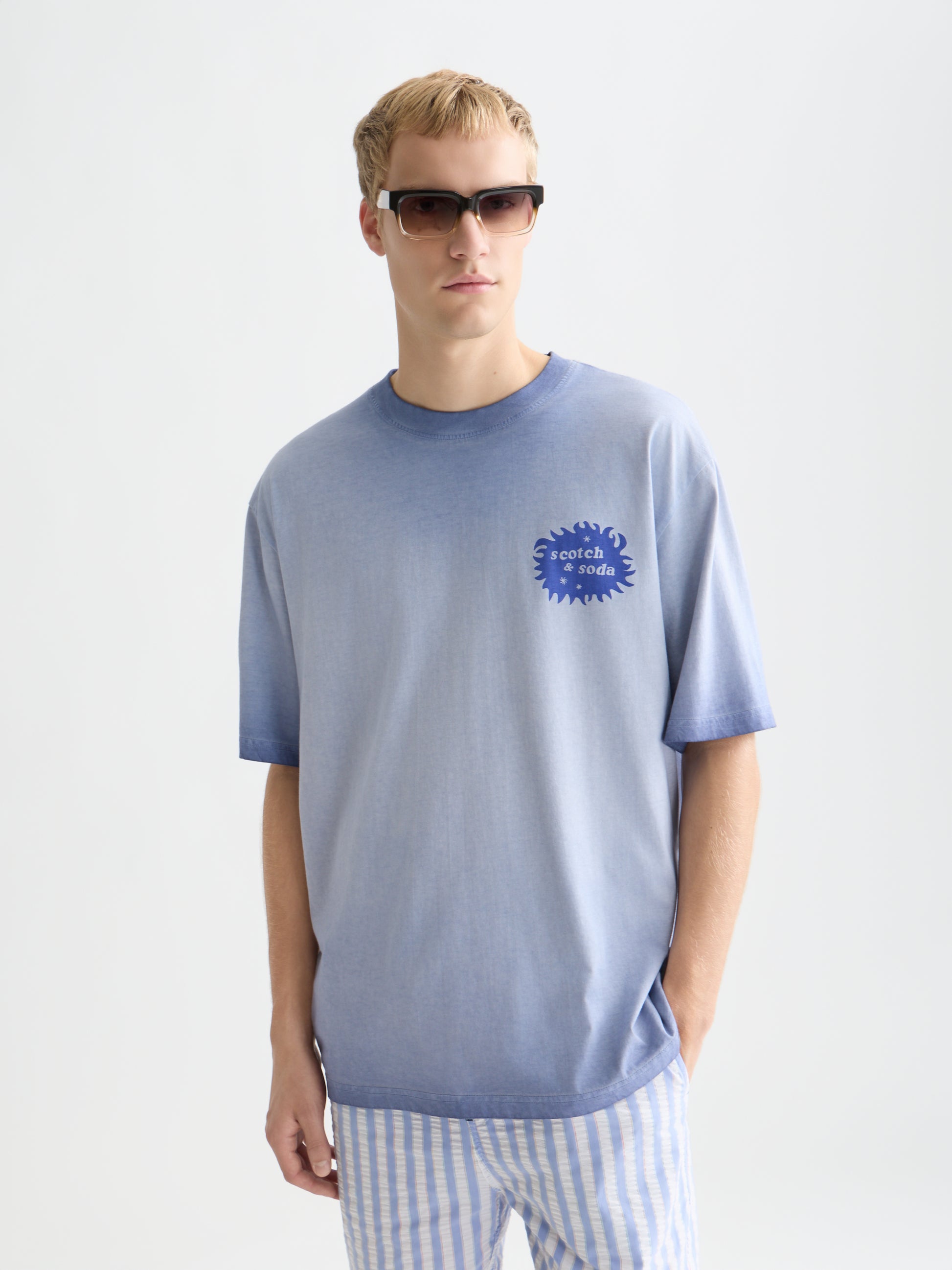 Lavender טי שירט קצרה לגברים Front And Back Artwork SCOTCH & SODA