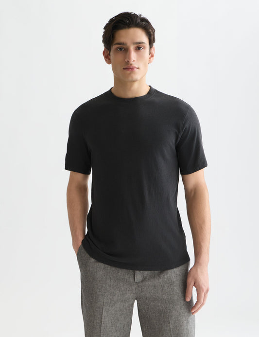 Black טי שירט קצרה לגברים Crosses Cottonlinen SCOTCH & SODA