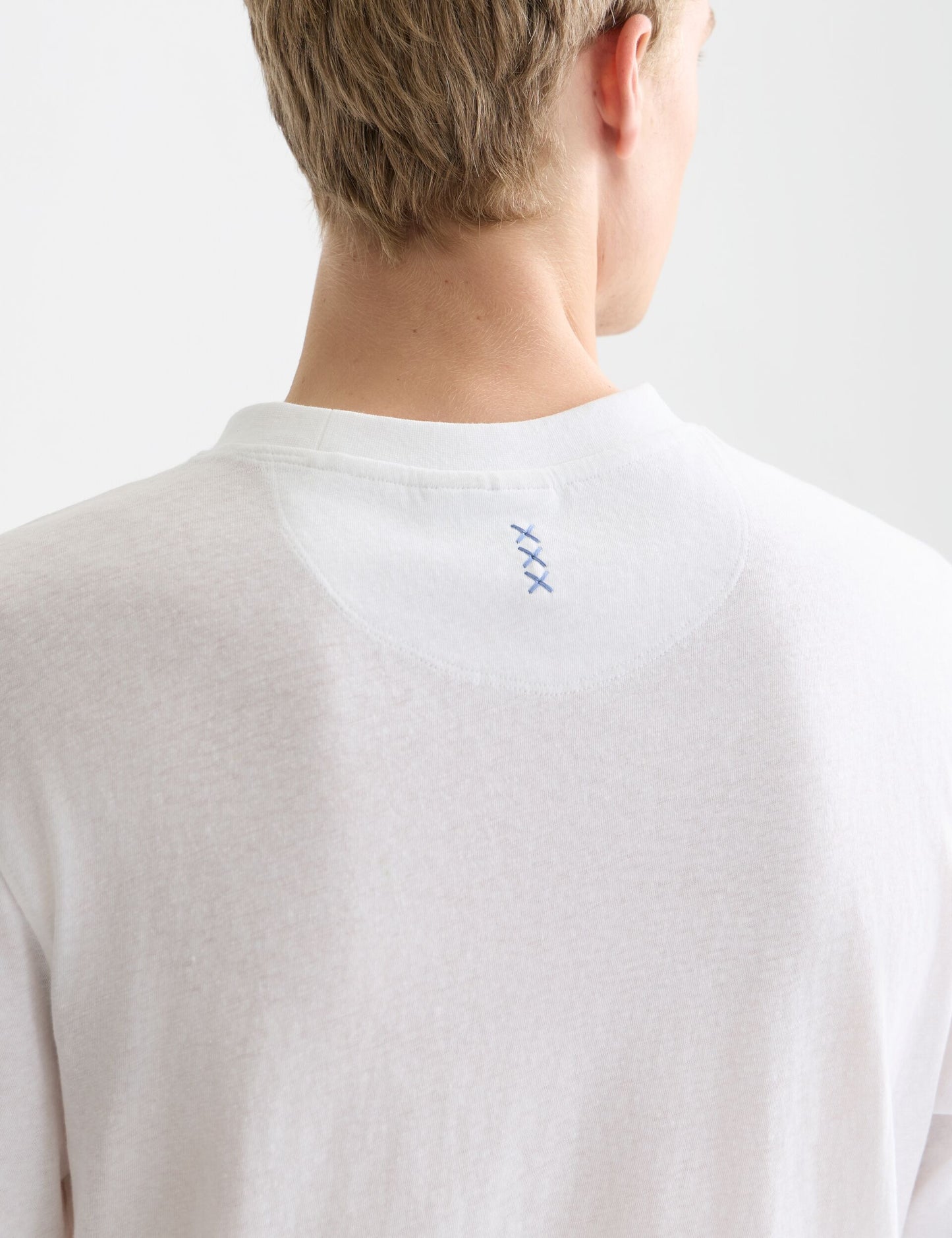 Light Gray טי שירט קצרה לגברים Crosses Cottonlinen SCOTCH & SODA