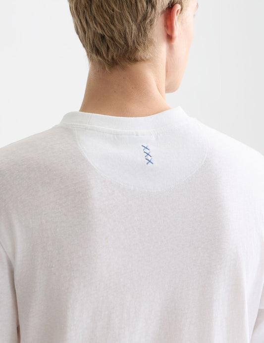 Light Gray טי שירט קצרה לגברים Crosses Cottonlinen SCOTCH & SODA