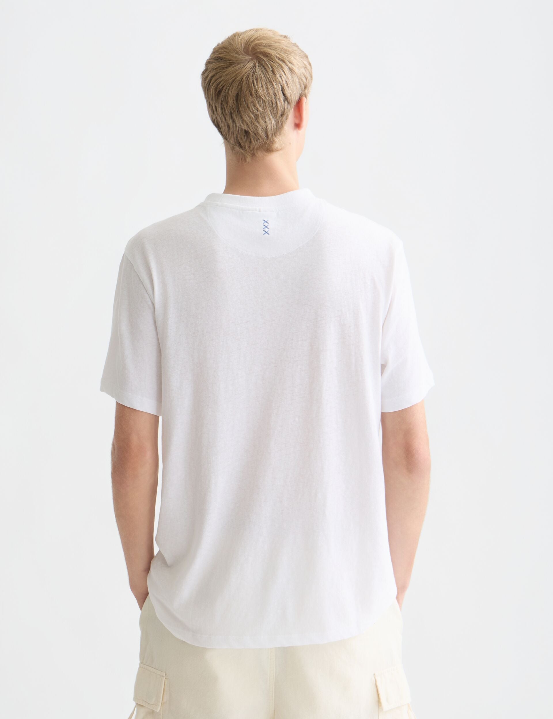 Lavender טי שירט קצרה לגברים Crosses Cottonlinen SCOTCH & SODA