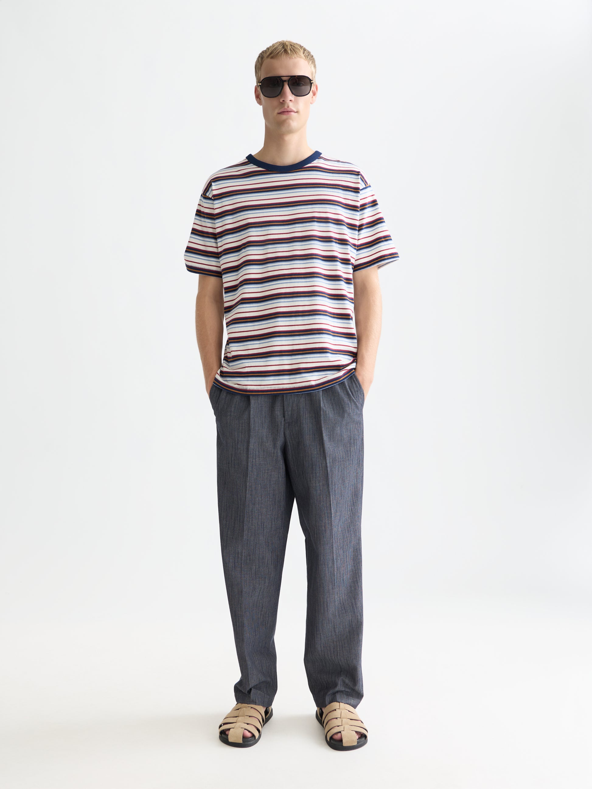White Smoke טי שירט פסים לגברים Yarndyed SCOTCH & SODA
