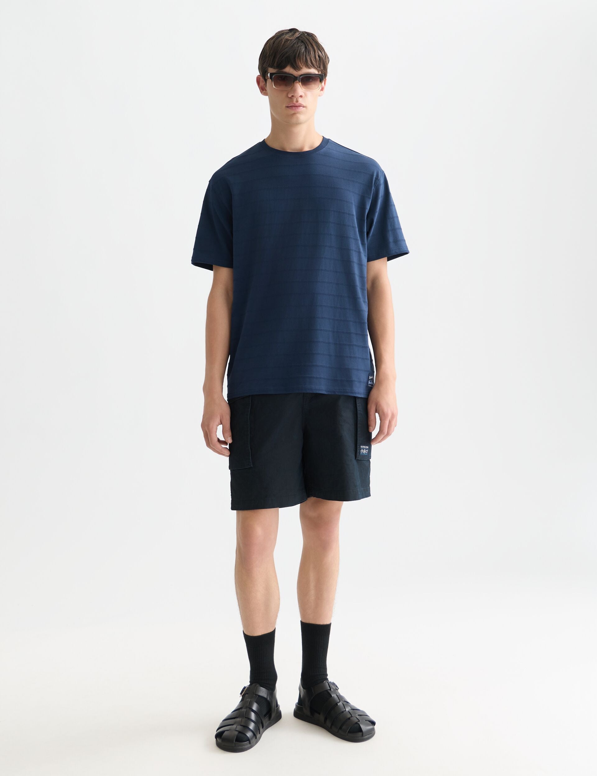 White Smoke טי שירט קצרה לגברים Structured Jacquard SCOTCH & SODA