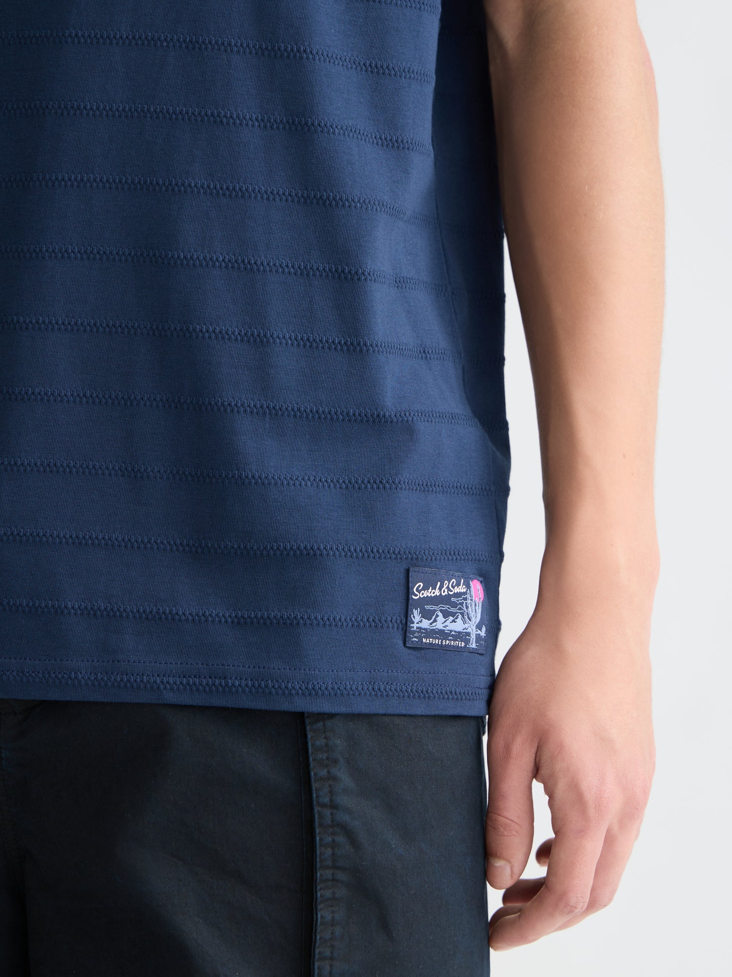 Midnight Blue טי שירט קצרה לגברים Structured Jacquard SCOTCH & SODA