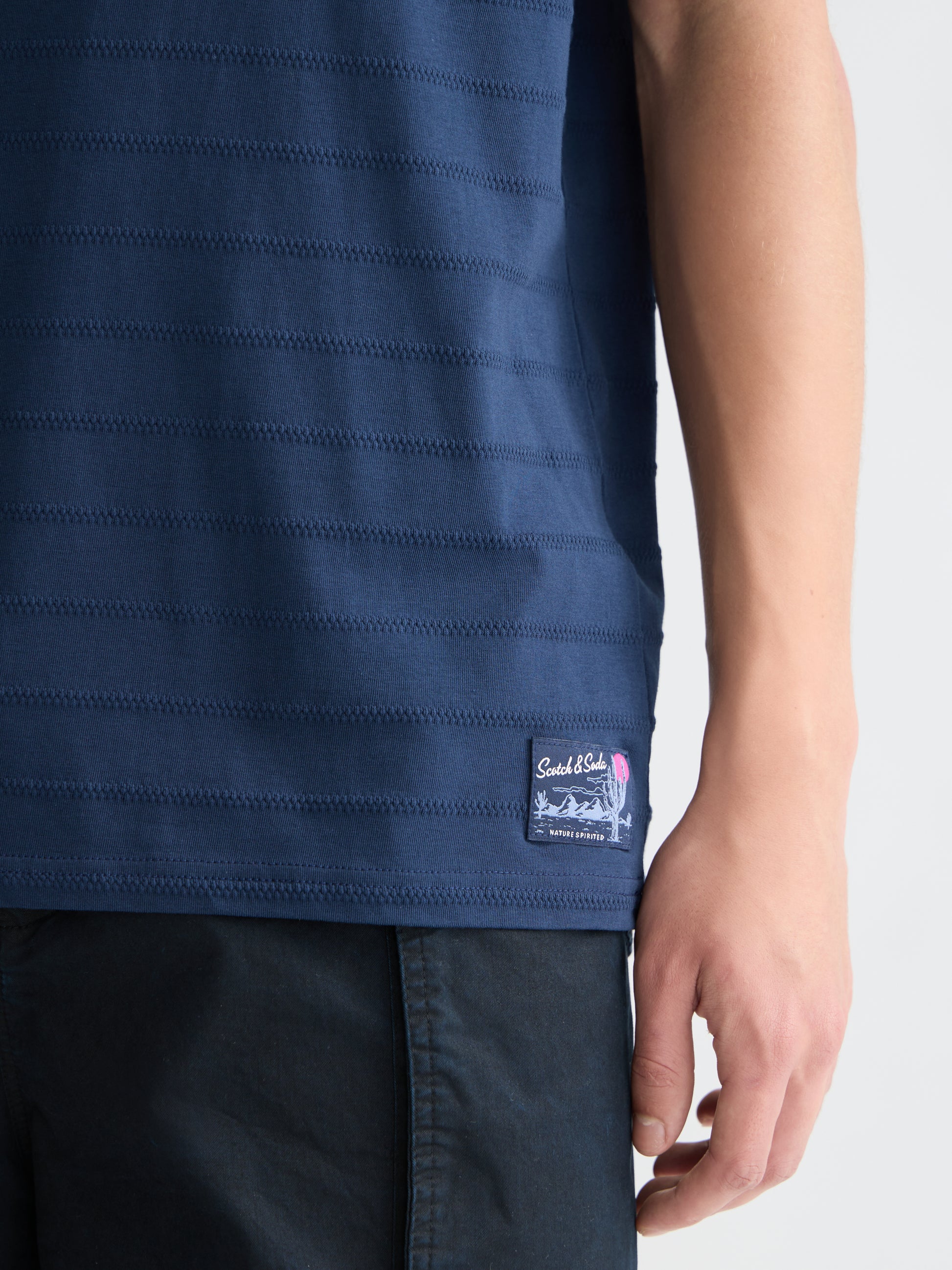 Midnight Blue טי שירט קצרה לגברים Structured Jacquard SCOTCH & SODA