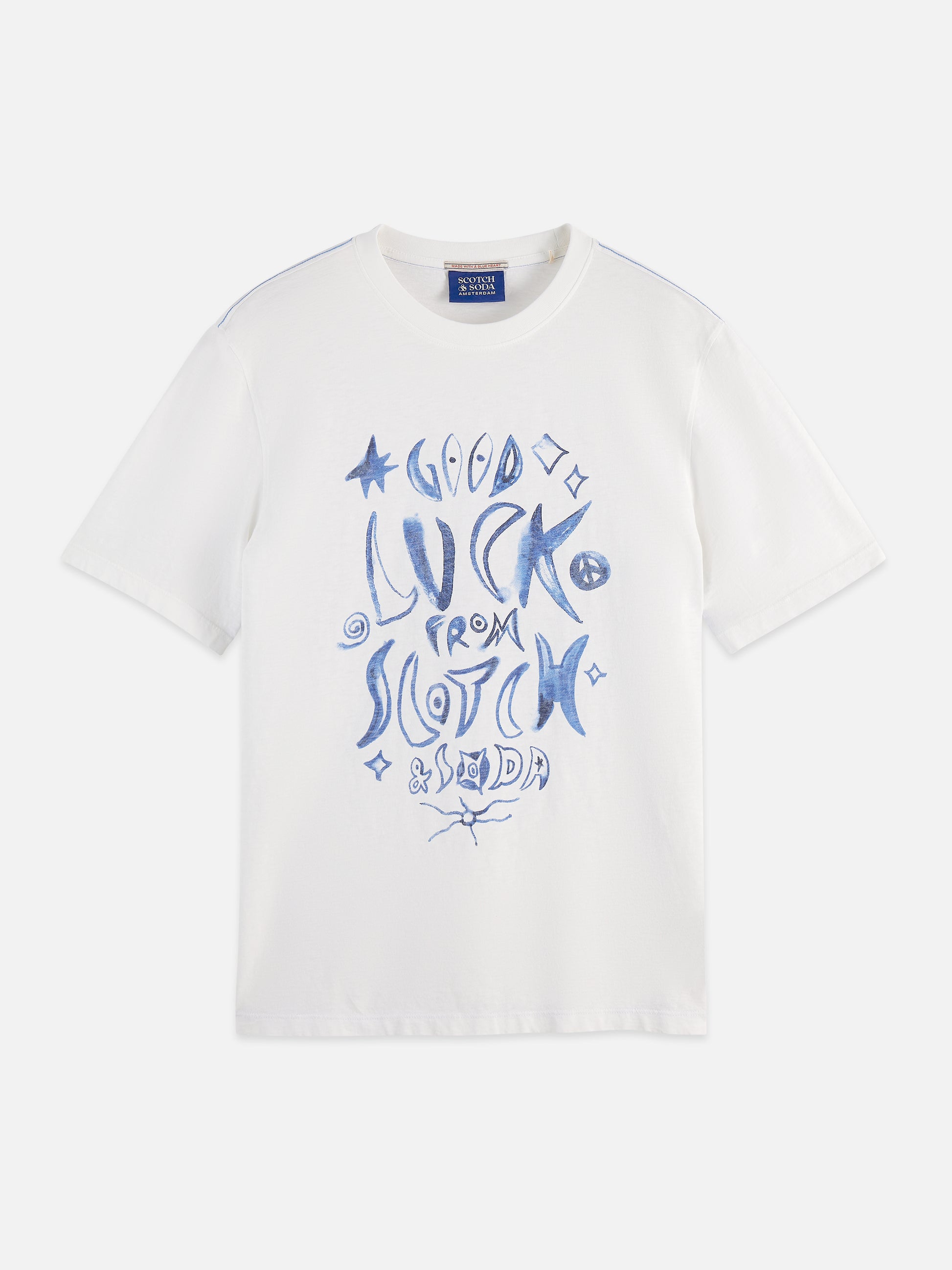 Lavender טי שירט קצרה לגברים Washed Graphic SCOTCH & SODA