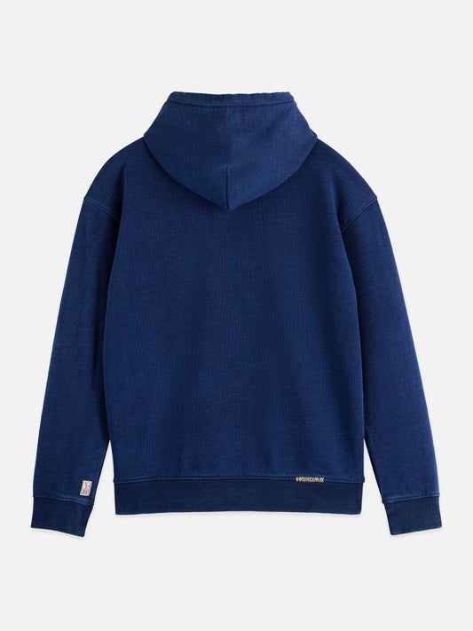 Midnight Blue WORKED OUT TWISTED INDIGO RELAXED-FIT HOODIE קפוצ'ון SCOTCH & SODA