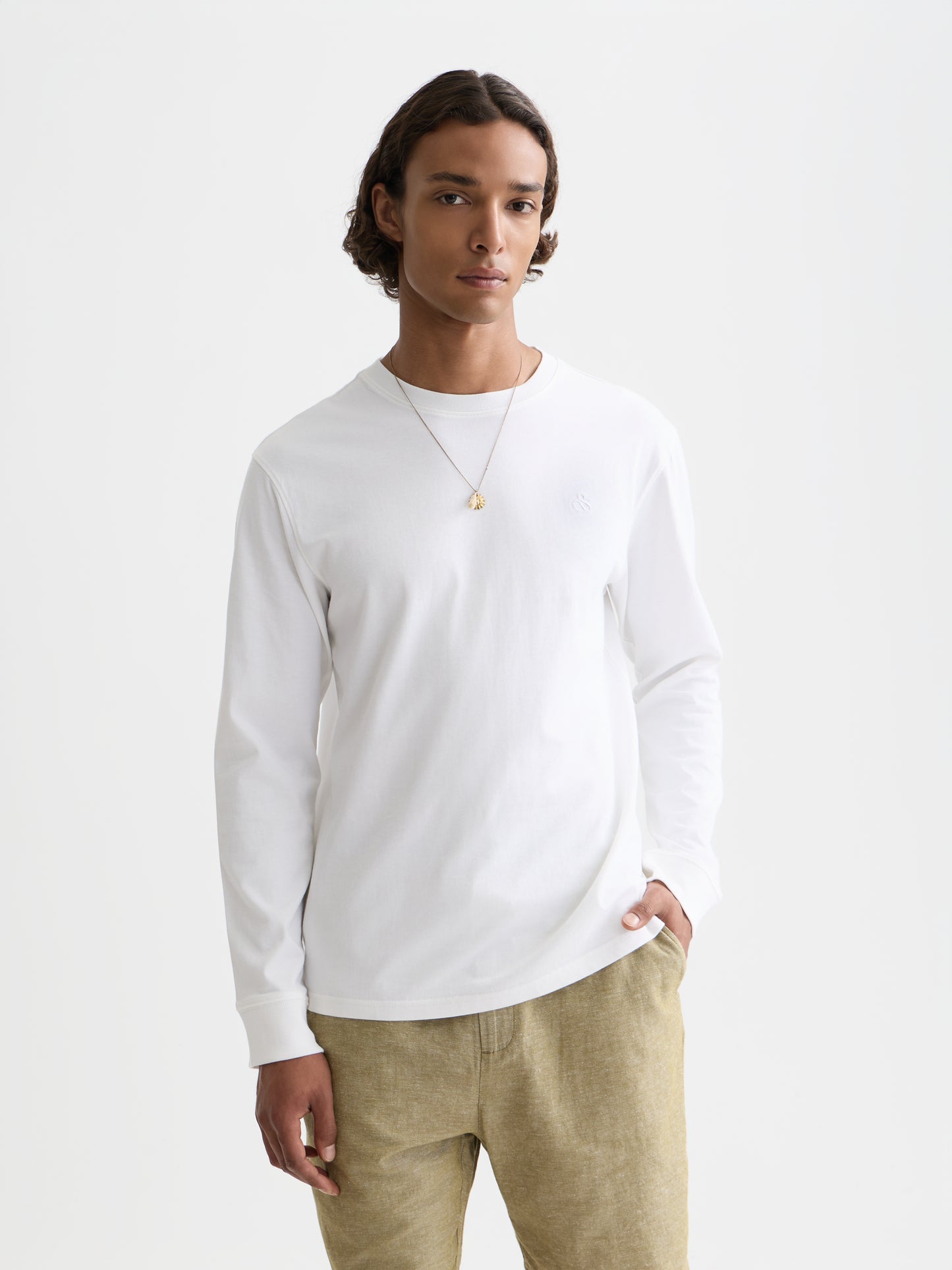 Lavender CHEST LOGO REGULAR-FIT  LONG-SLEEVED T-SHIRT טי שירט ארוכה SCOTCH & SODA