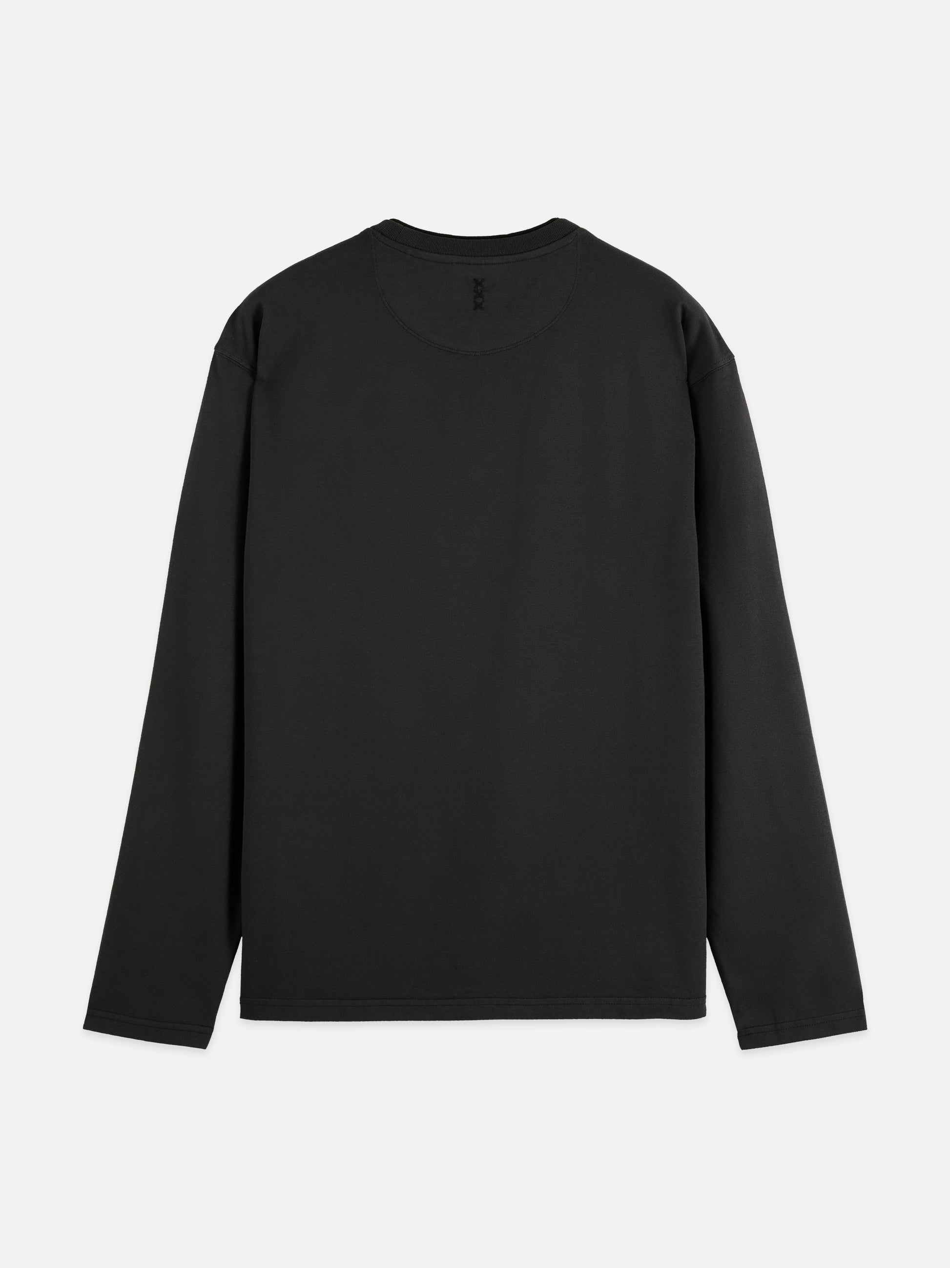 Dark Slate Gray 3 CROSSES RELAXED GARMENT-DYED LONG SLEEVE T-SHIRT טי שירט ארוכה SCOTCH & SODA