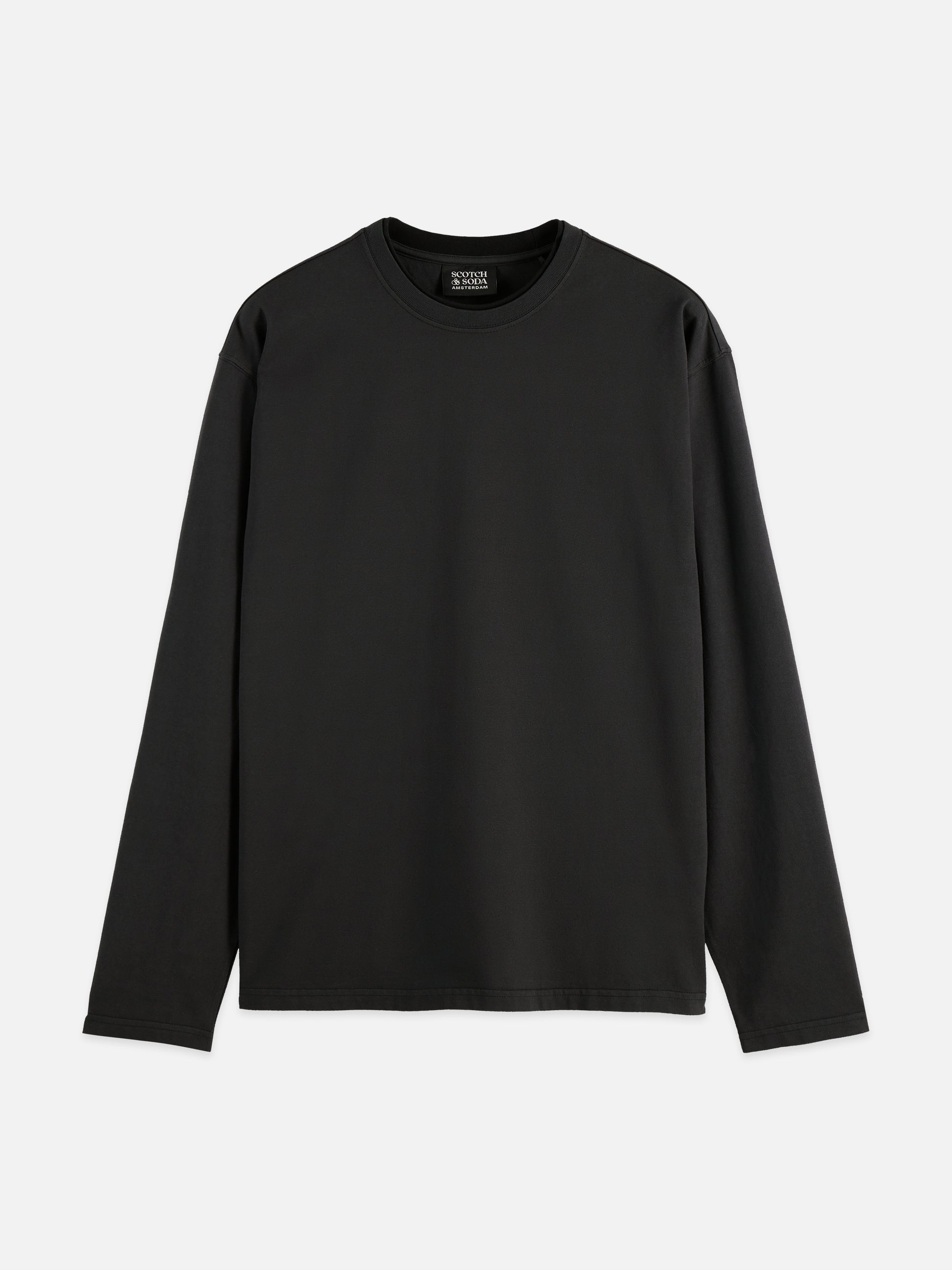 Dark Slate Gray 3 CROSSES RELAXED GARMENT-DYED LONG SLEEVE T-SHIRT טי שירט ארוכה SCOTCH & SODA