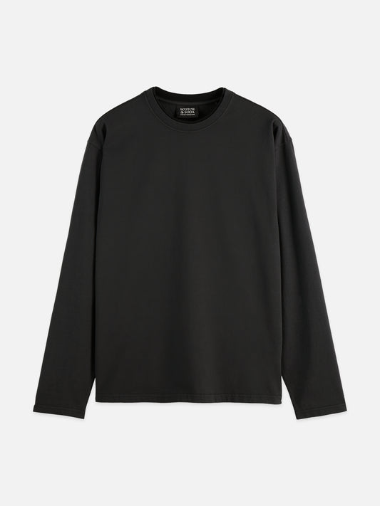 Dark Slate Gray 3 CROSSES RELAXED GARMENT-DYED LONG SLEEVE T-SHIRT טי שירט ארוכה SCOTCH & SODA