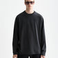 Black 3 CROSSES RELAXED GARMENT-DYED LONG SLEEVE T-SHIRT טי שירט ארוכה SCOTCH & SODA