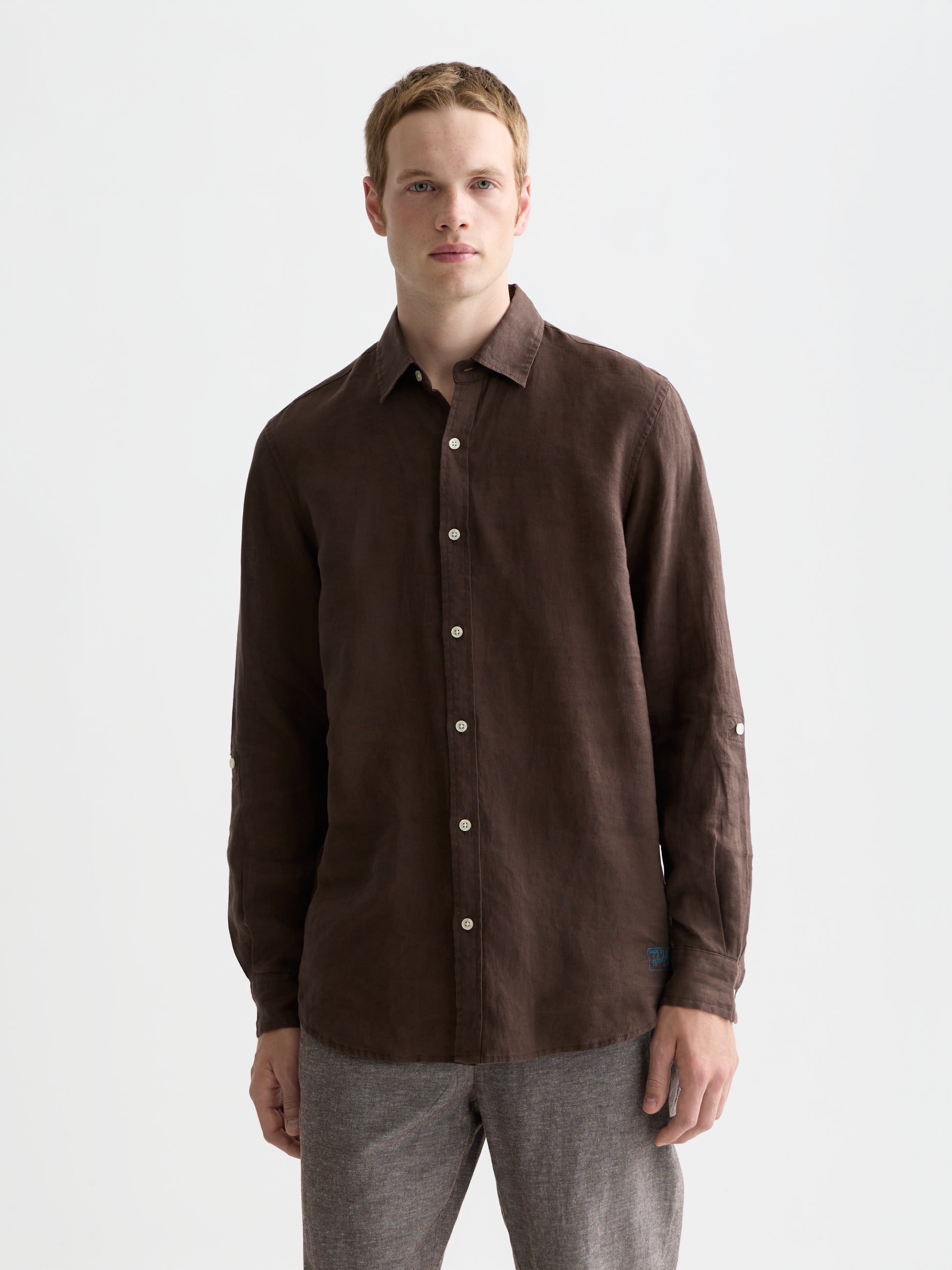 Black חולצה מכופתרת ארוכה לגברים Seasonal Core SCOTCH & SODA