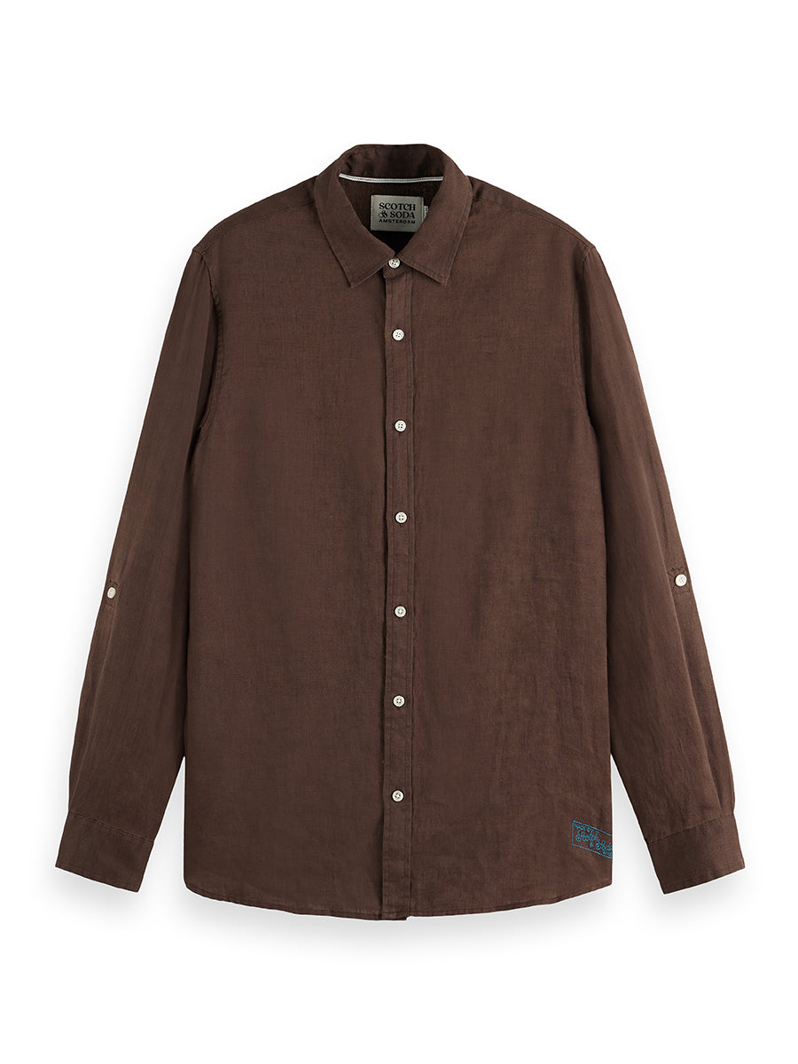 Dark Slate Gray חולצה מכופתרת ארוכה לגברים Seasonal Core SCOTCH & SODA