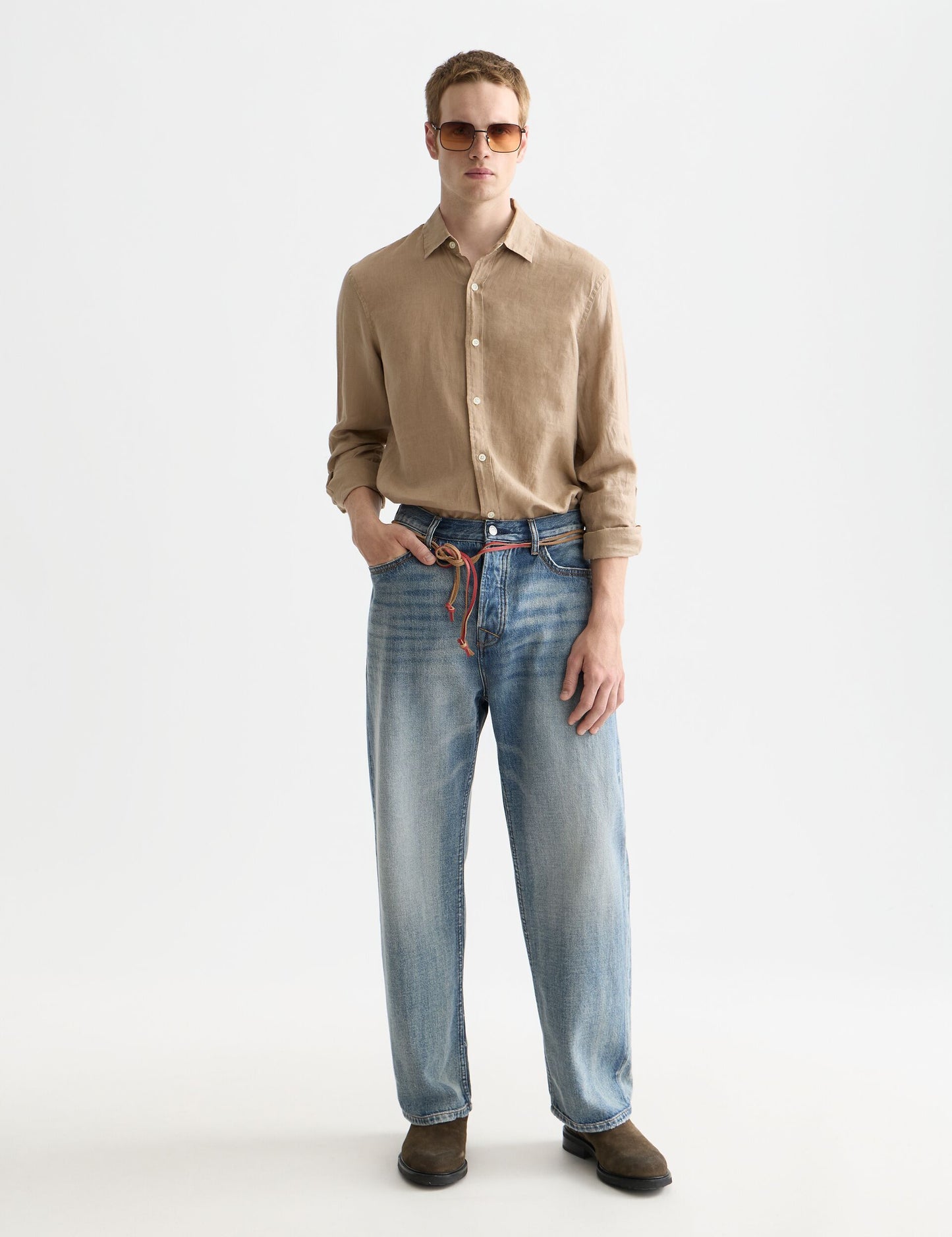 White Smoke חולצה מכופתרת ארוכה לגברים Seasonal SCOTCH & SODA