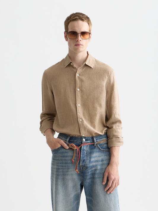 Lavender SEASONAL CORE LINEN REGULAR-FIT SHIRT חולצה מכופתרת ארוכה SCOTCH & SODA