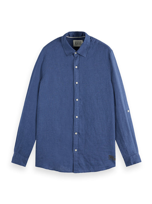 White Smoke חולצה מכופתרת ארוכה לגברים Linen SCOTCH & SODA