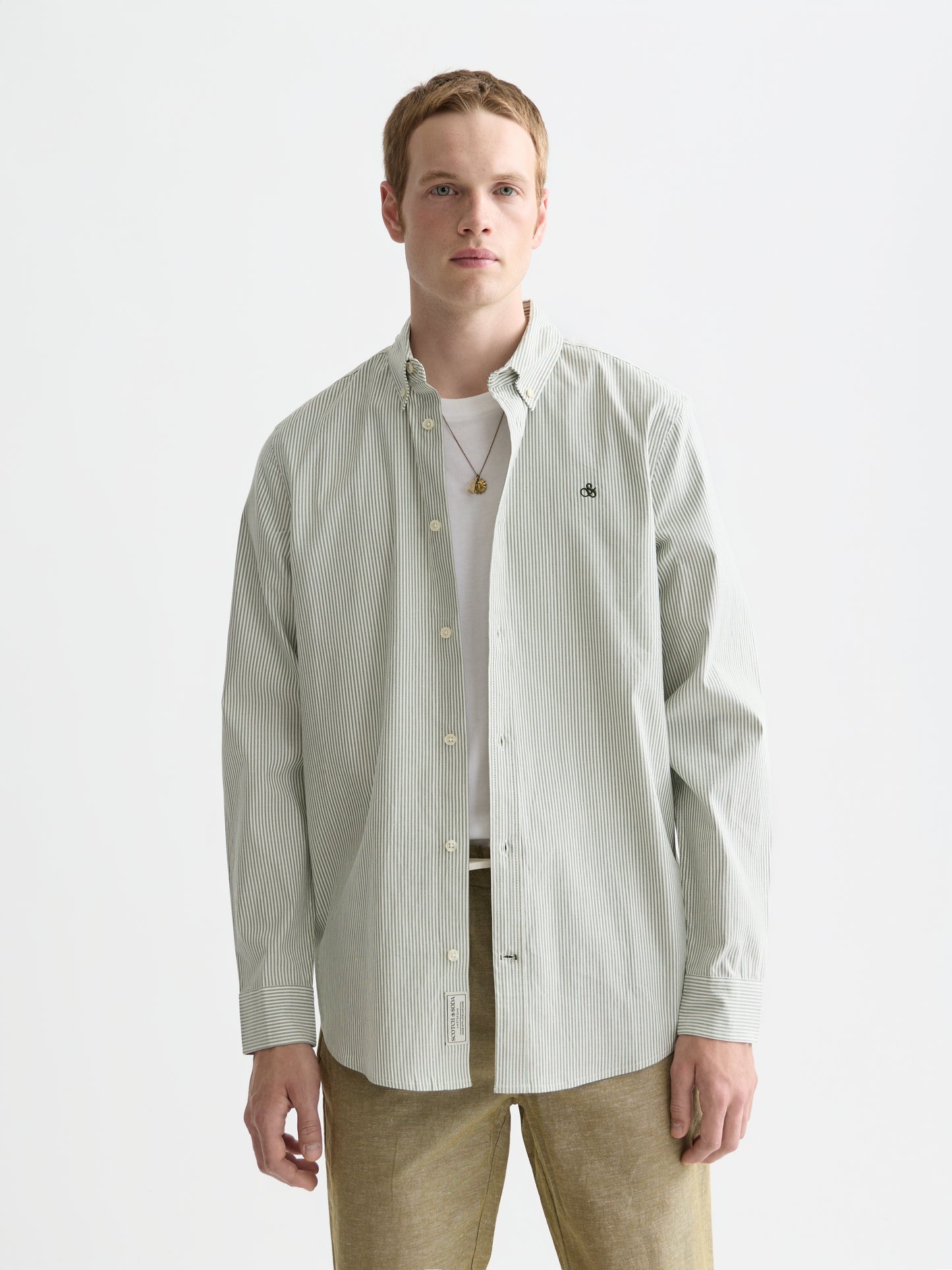 Lavender חולצה מכופתרת ארוכה לגברים Oxford SCOTCH & SODA