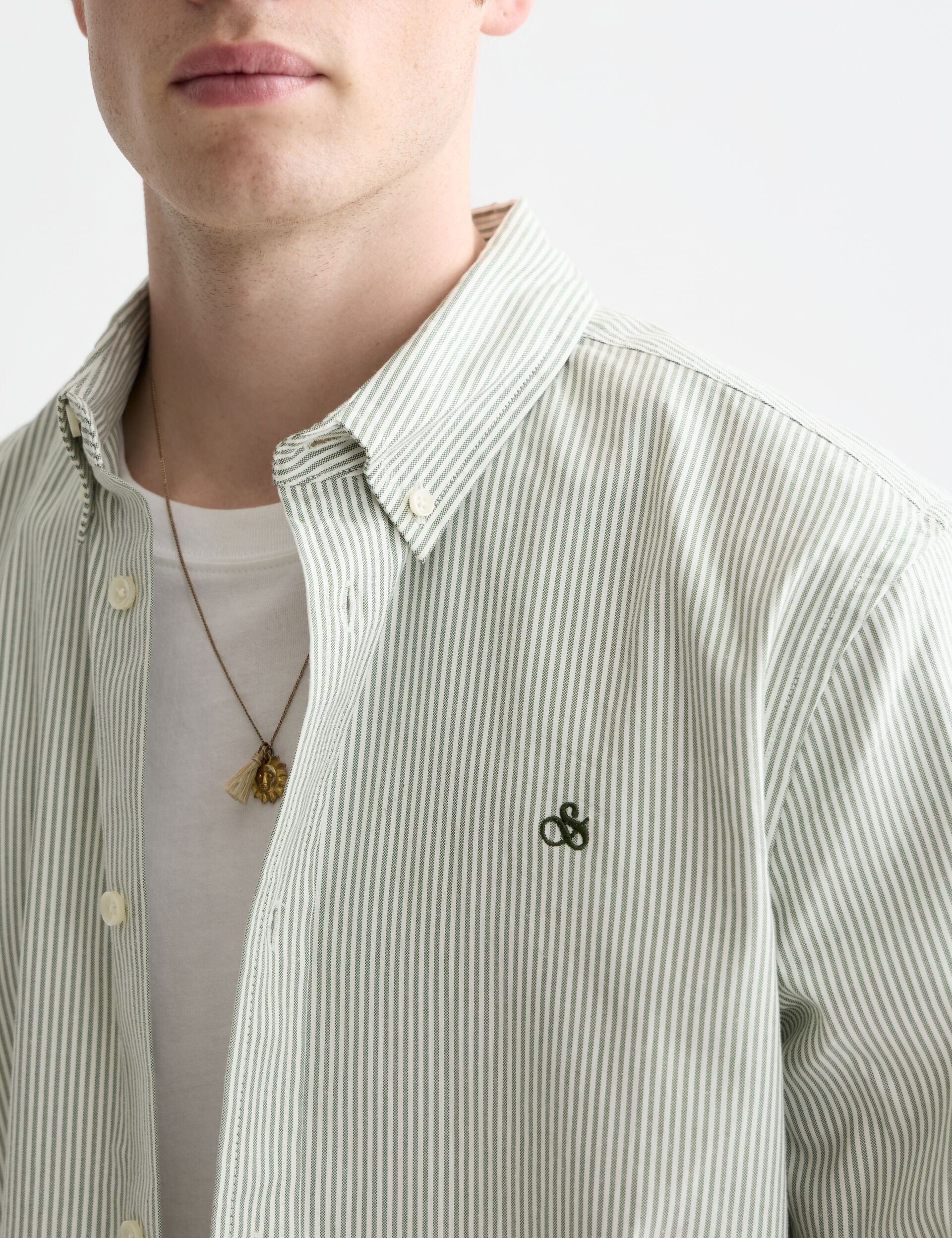 Dark Gray חולצה מכופתרת ארוכה לגברים Oxford SCOTCH & SODA