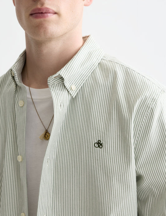 Dark Gray חולצה מכופתרת ארוכה לגברים Oxford SCOTCH & SODA