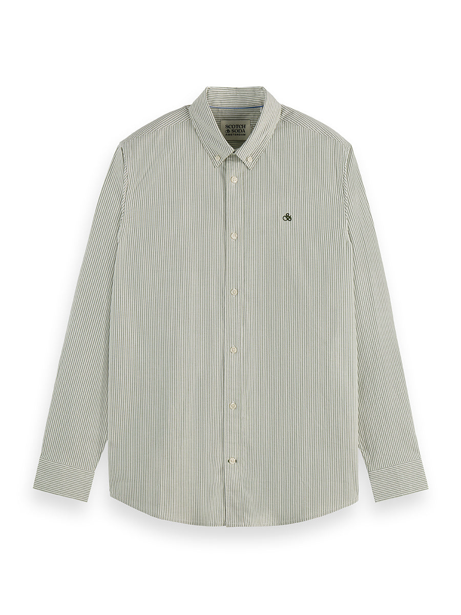 Dark Gray חולצה מכופתרת ארוכה לגברים Oxford SCOTCH & SODA