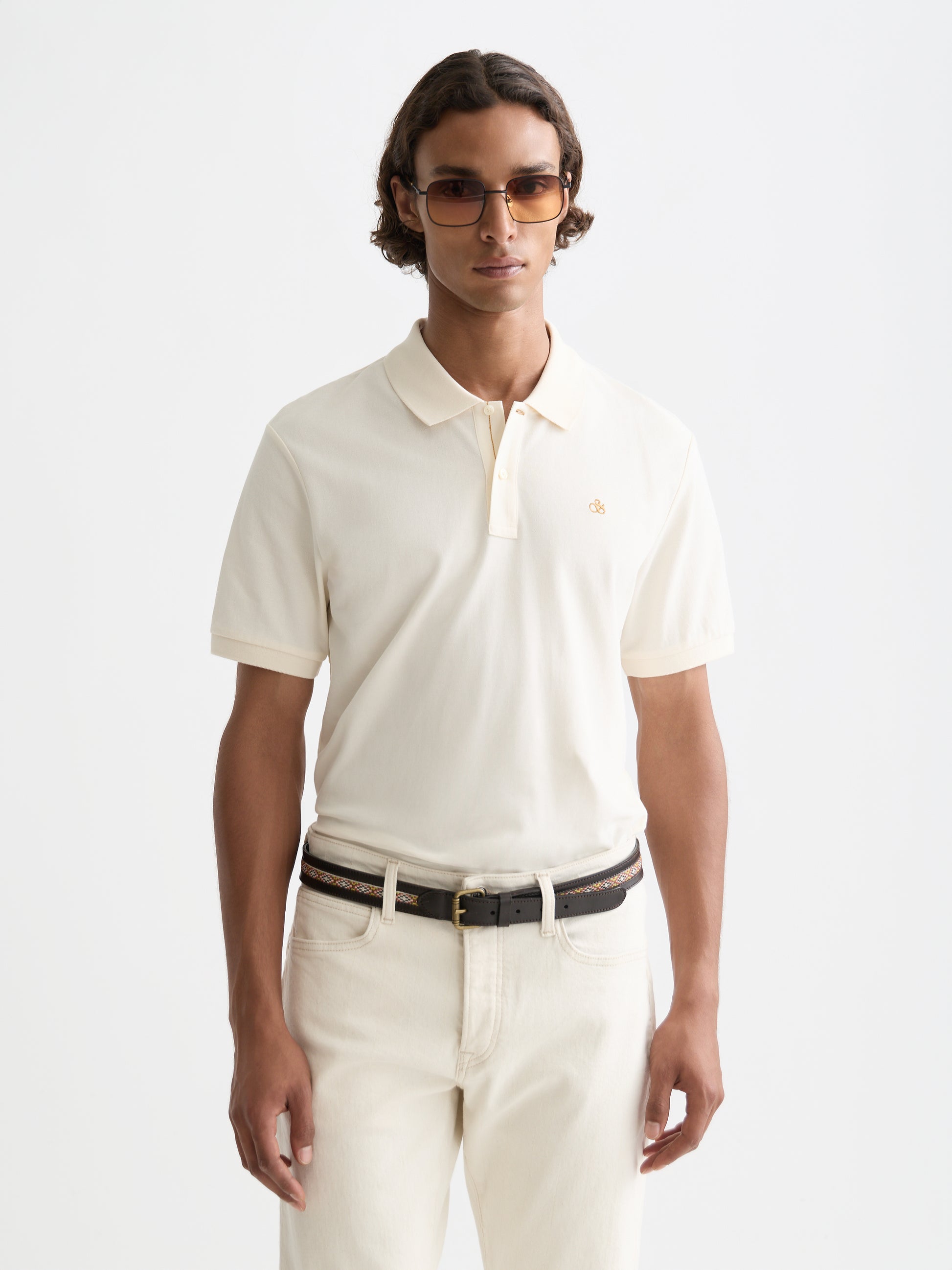 White Smoke חולצת פולו קצרה לגברים Seasonal SCOTCH & SODA