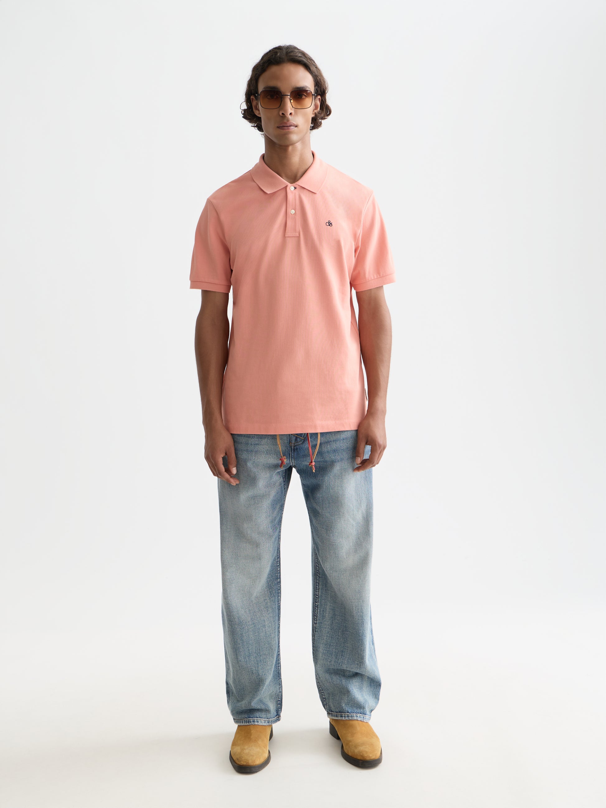 White Smoke חולצת פולו קצרה לגברים Seasonal Core Pique SCOTCH & SODA